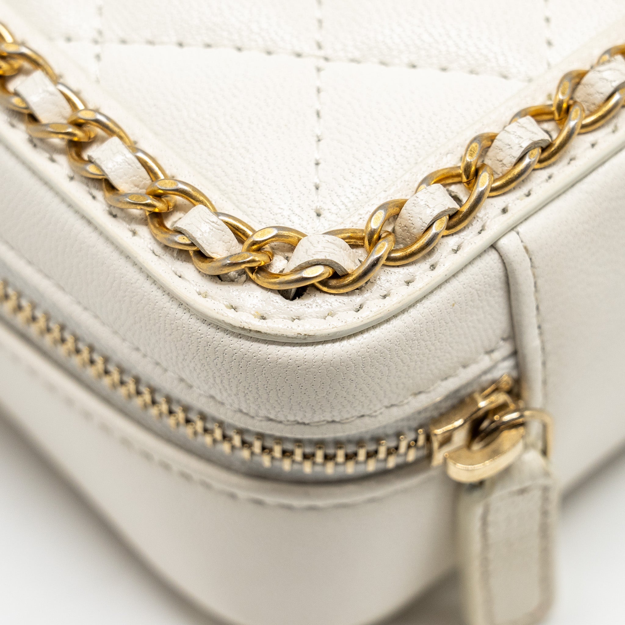 Chanel Mini Vanity Clutch with Chain Lambskin White