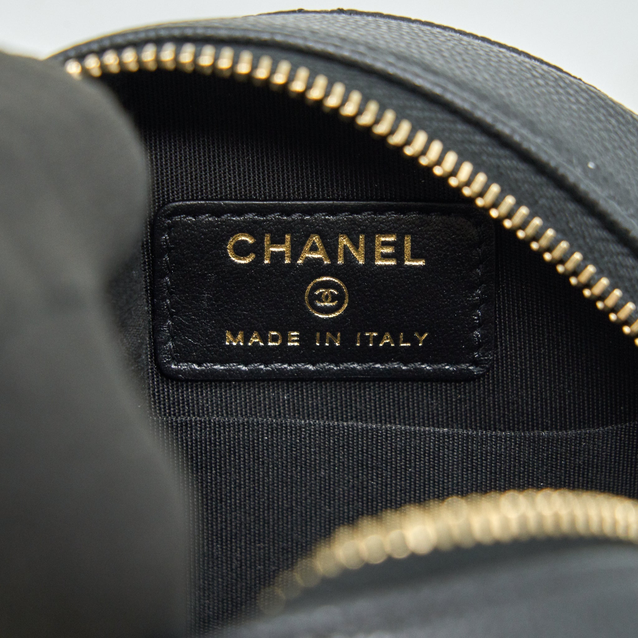 Chanel Top Handle Caviar Round Clutch with Chain Black