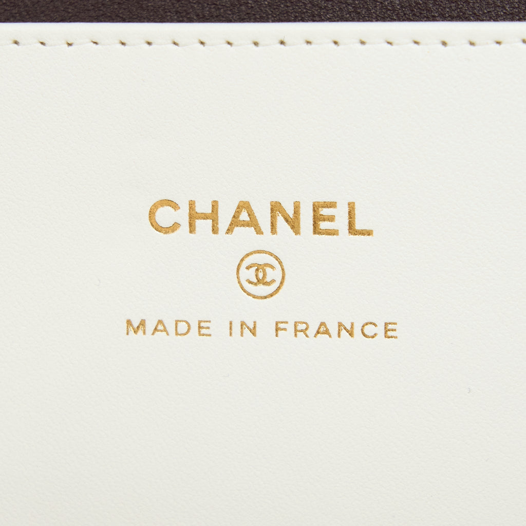Chanel Quilted Clutch Bag Lambskin White L