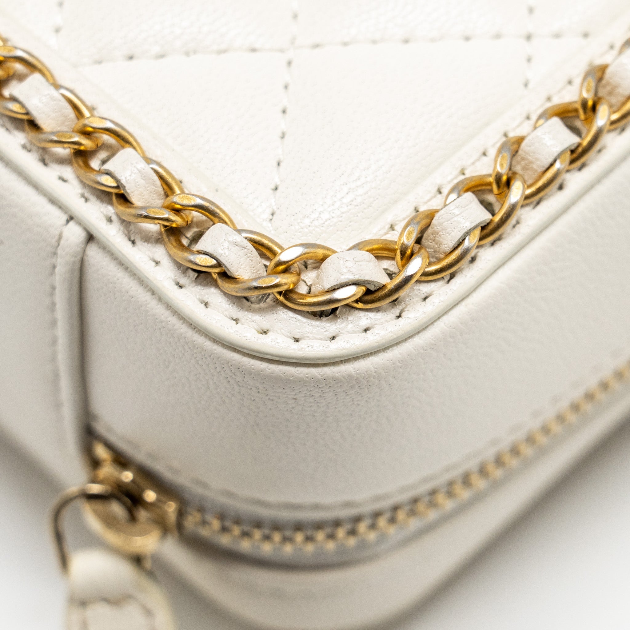 Chanel Mini Vanity Clutch with Chain Lambskin White