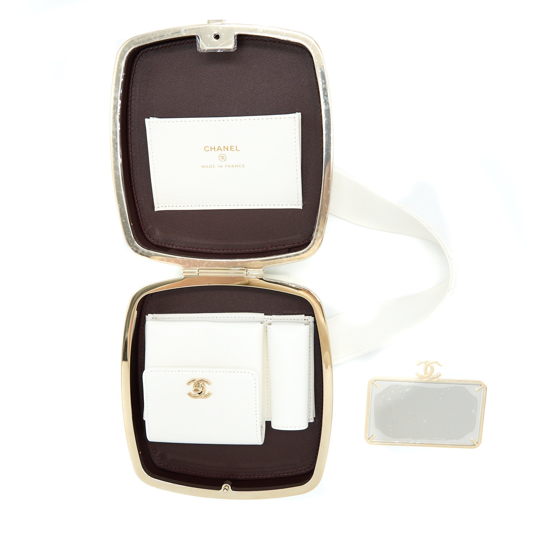 Chanel Quilted Clutch Bag Lambskin White L