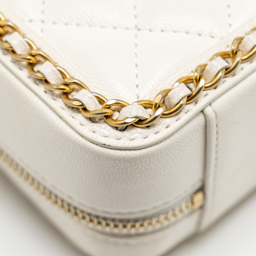 Chanel Mini Vanity Clutch with Chain Lambskin White