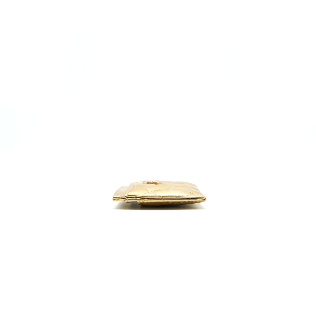 Chanel Quilted  Holder Lambskin Gold Colour with Gold and Pearl CC Logo