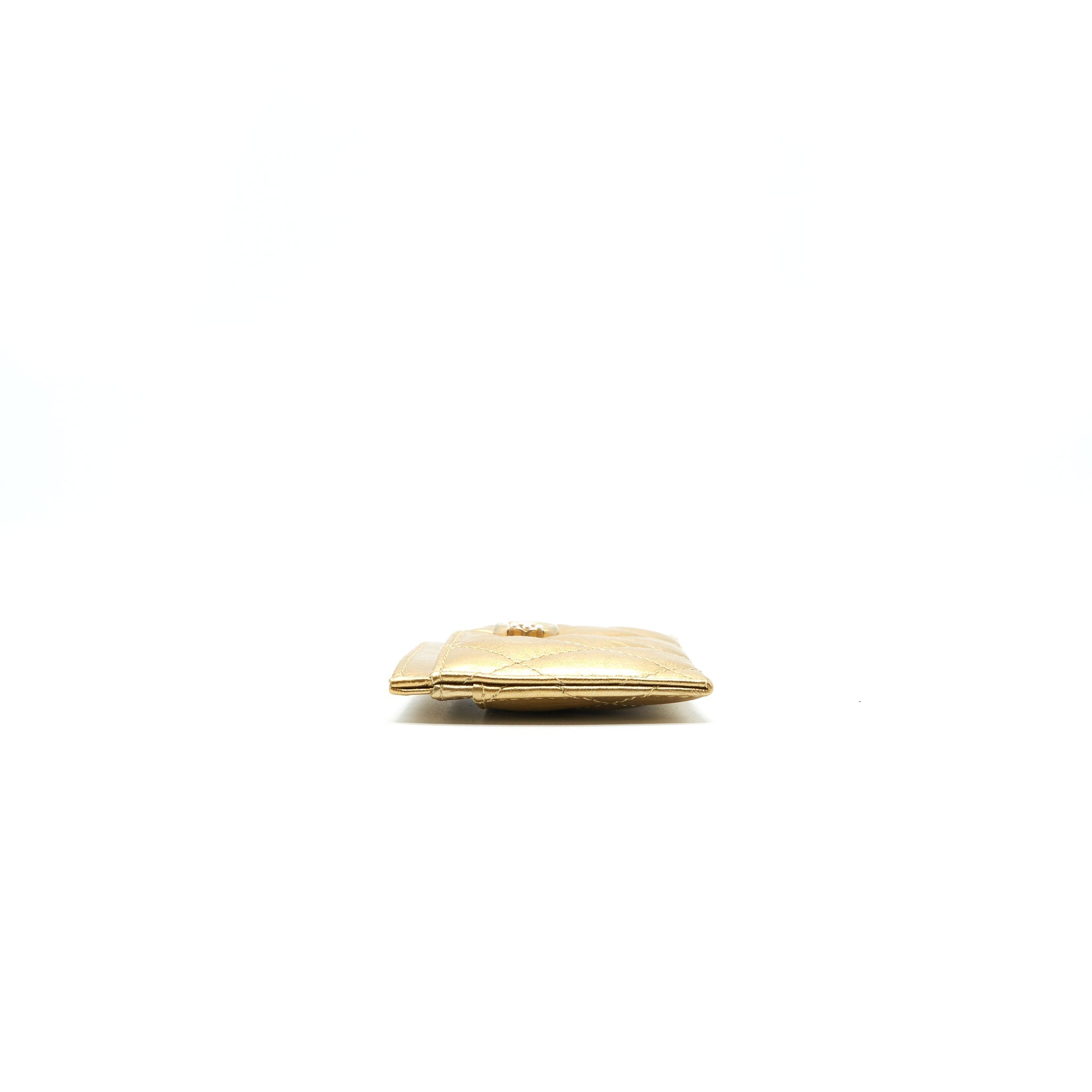 Chanel Quilted  Holder Lambskin Gold Colour with Gold and Pearl CC Logo