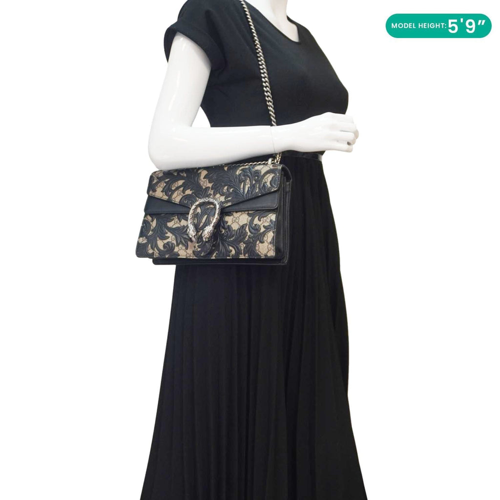 GUCCI Arabesque Small Dionysus GG Supreme Canvas Shoulder Bag Black