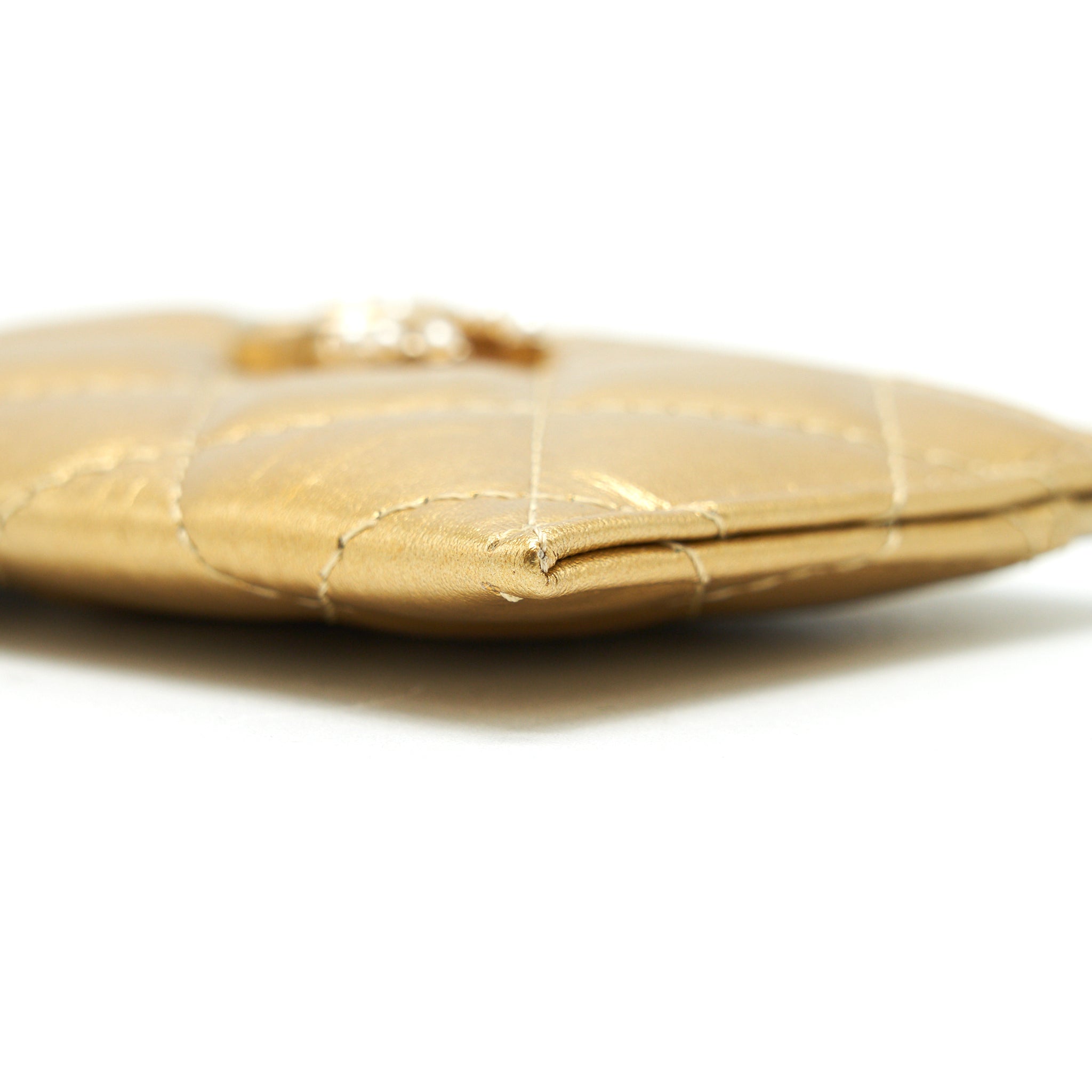 Chanel Quilted  Holder Lambskin Gold Colour with Gold and Pearl CC Logo
