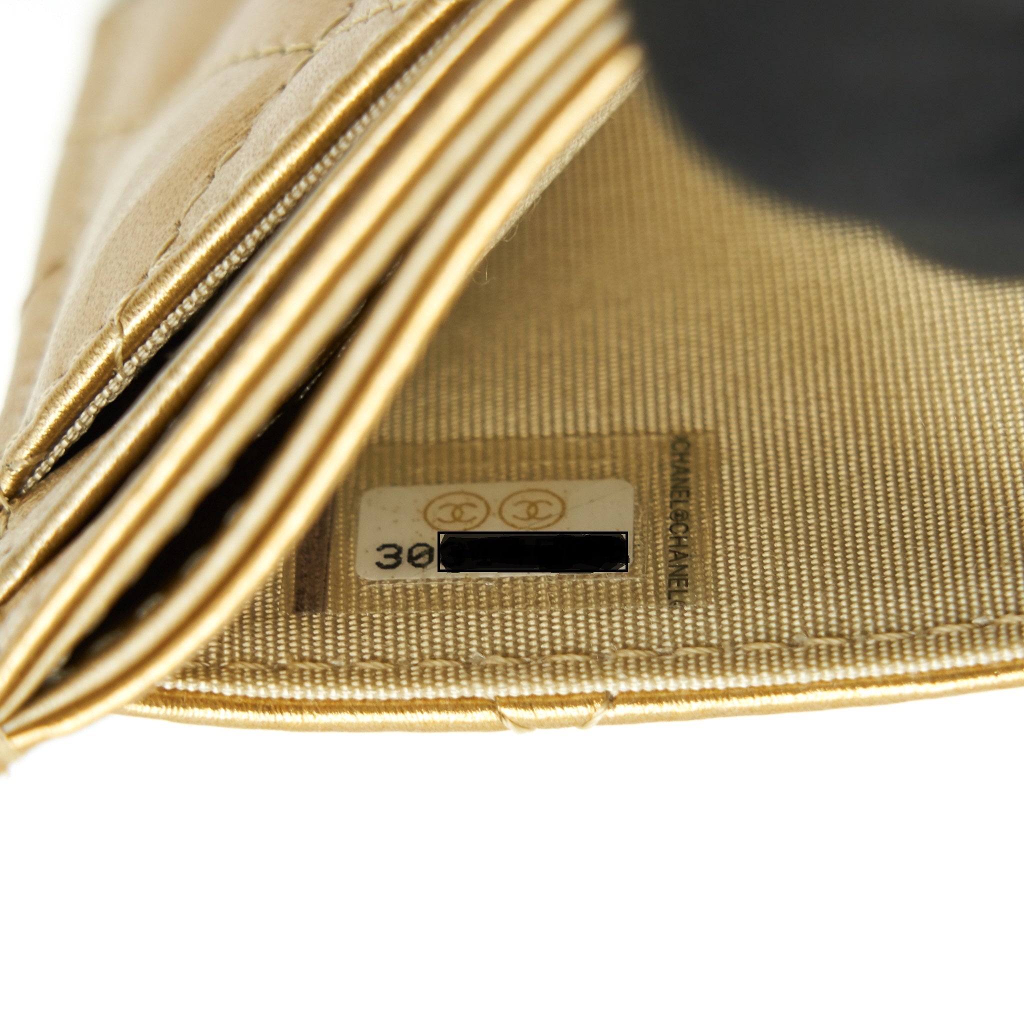 Chanel Quilted  Holder Lambskin Gold Colour with Gold and Pearl CC Logo