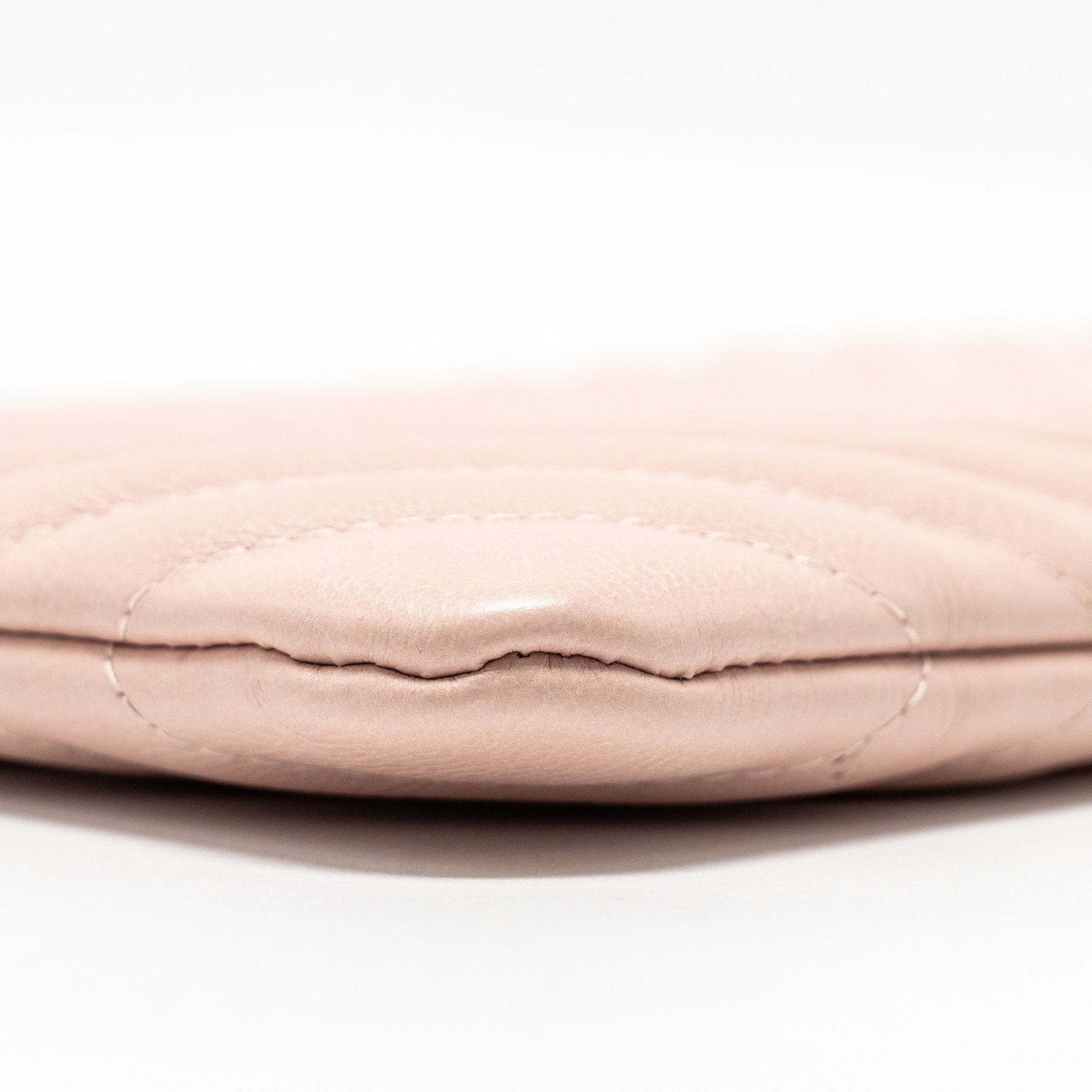 Chanel Chevron Zip Clutch calfskin light pink