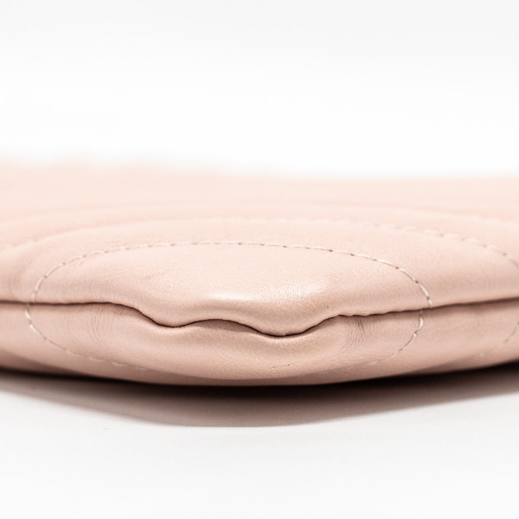 Chanel Chevron Zip Clutch calfskin light pink
