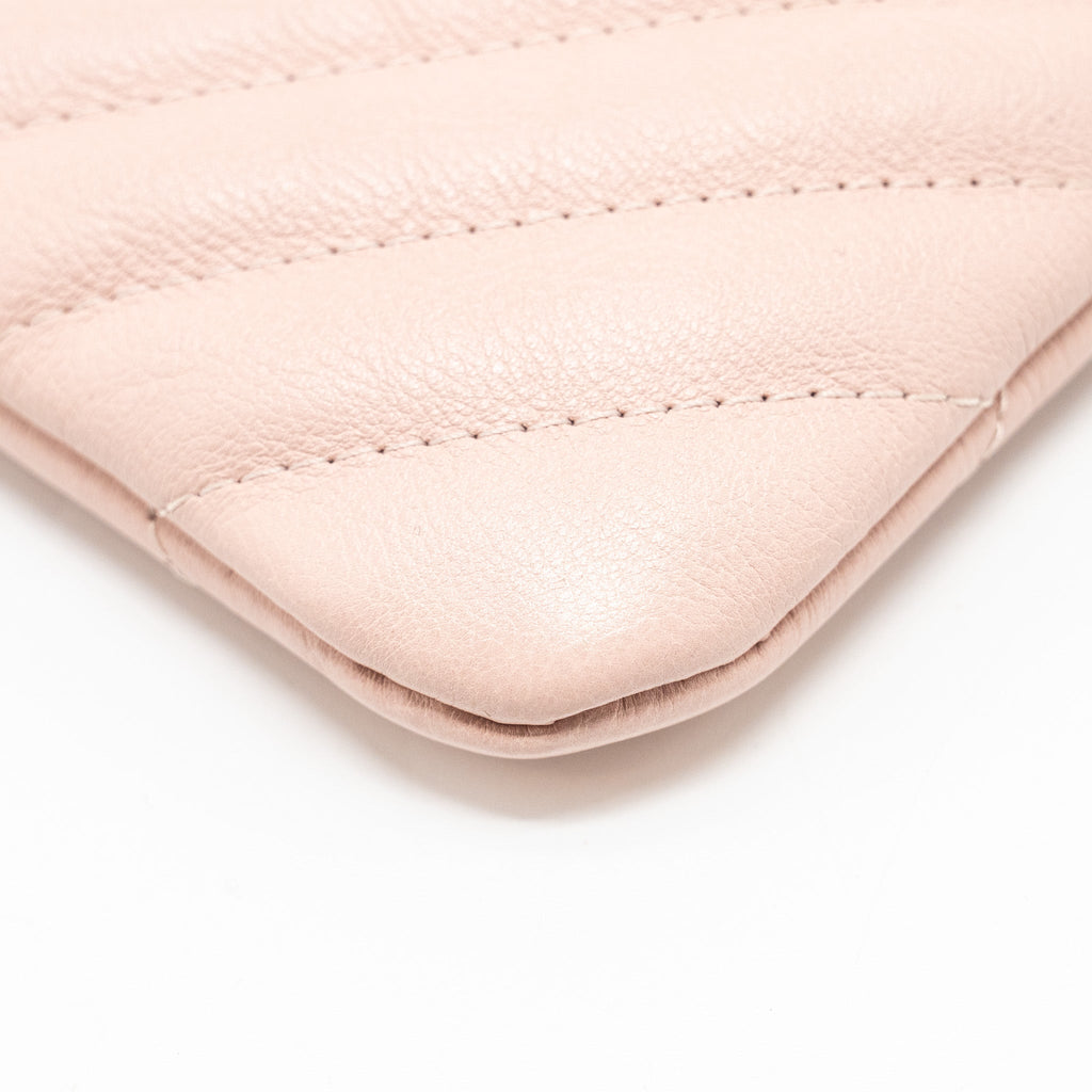 Chanel Chevron Zip Clutch calfskin light pink