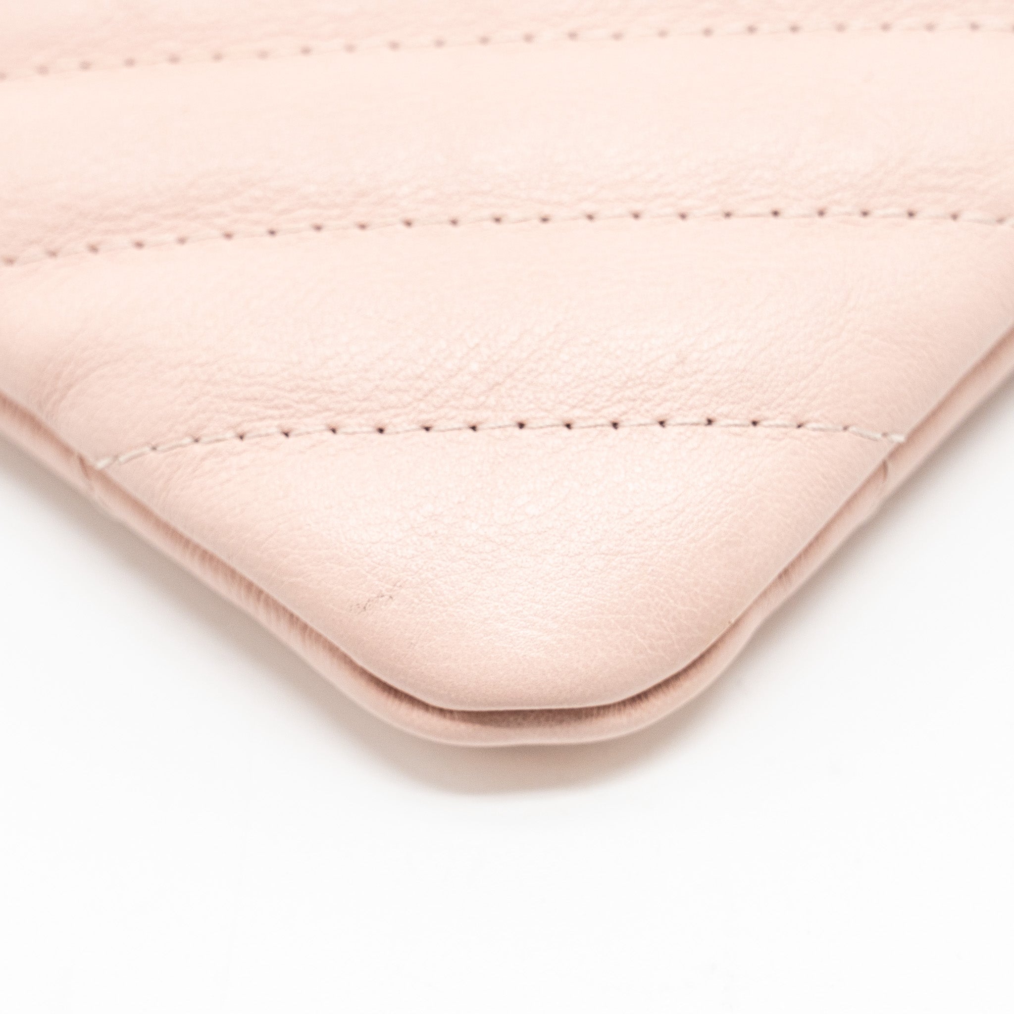 Chanel Chevron Zip Clutch calfskin light pink