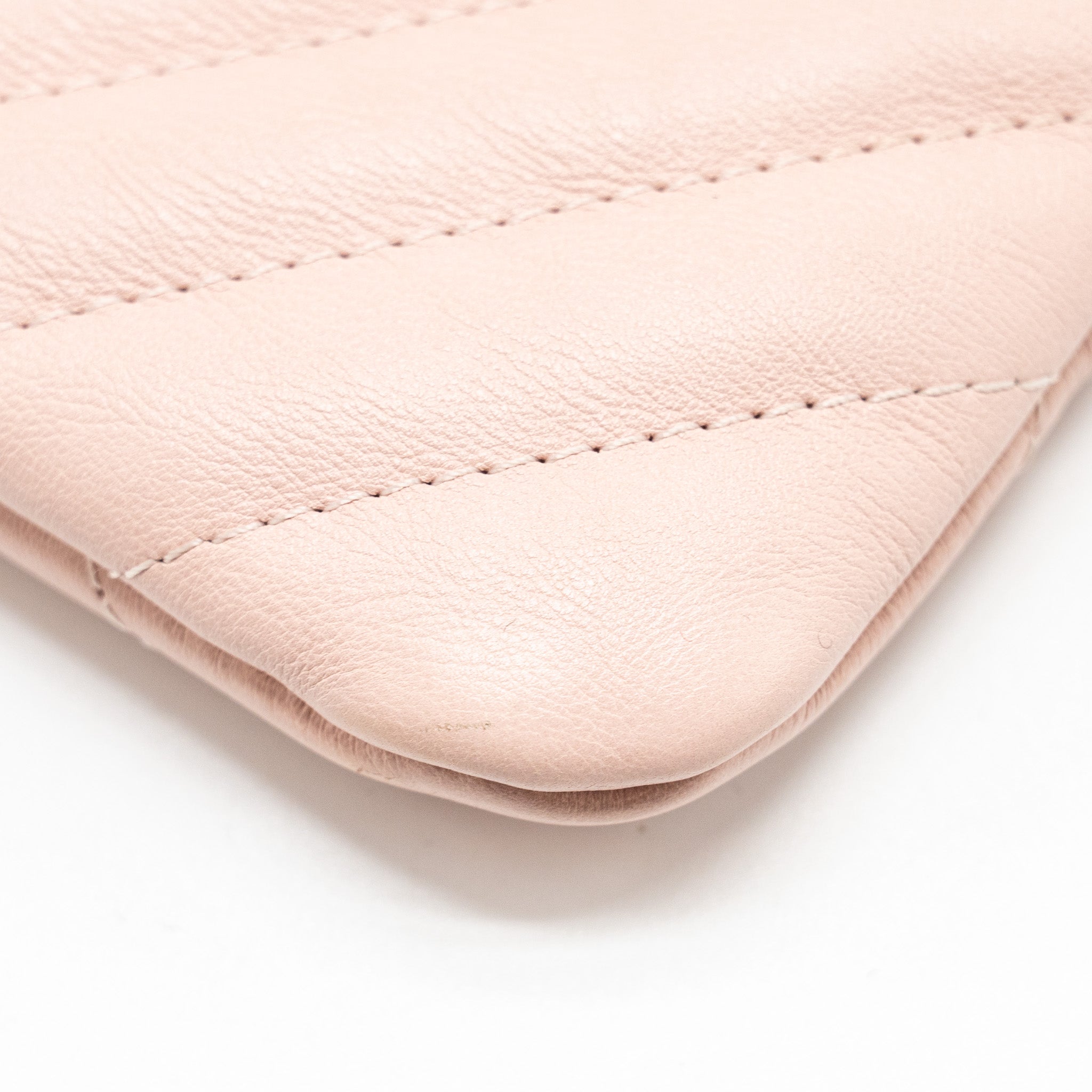 Chanel Chevron Zip Clutch calfskin light pink