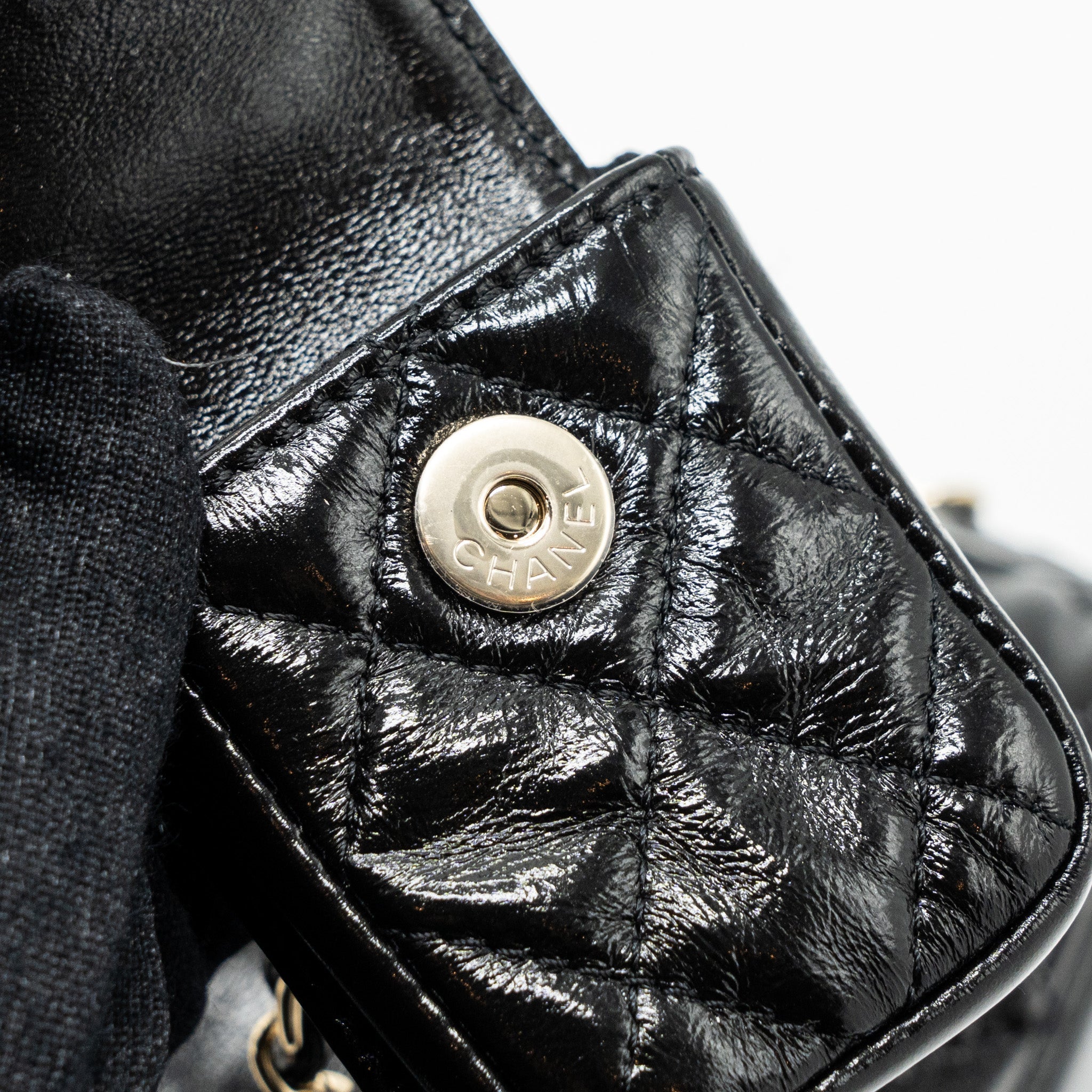 Chanel 22A Backpack Patent Black L (Microchip)