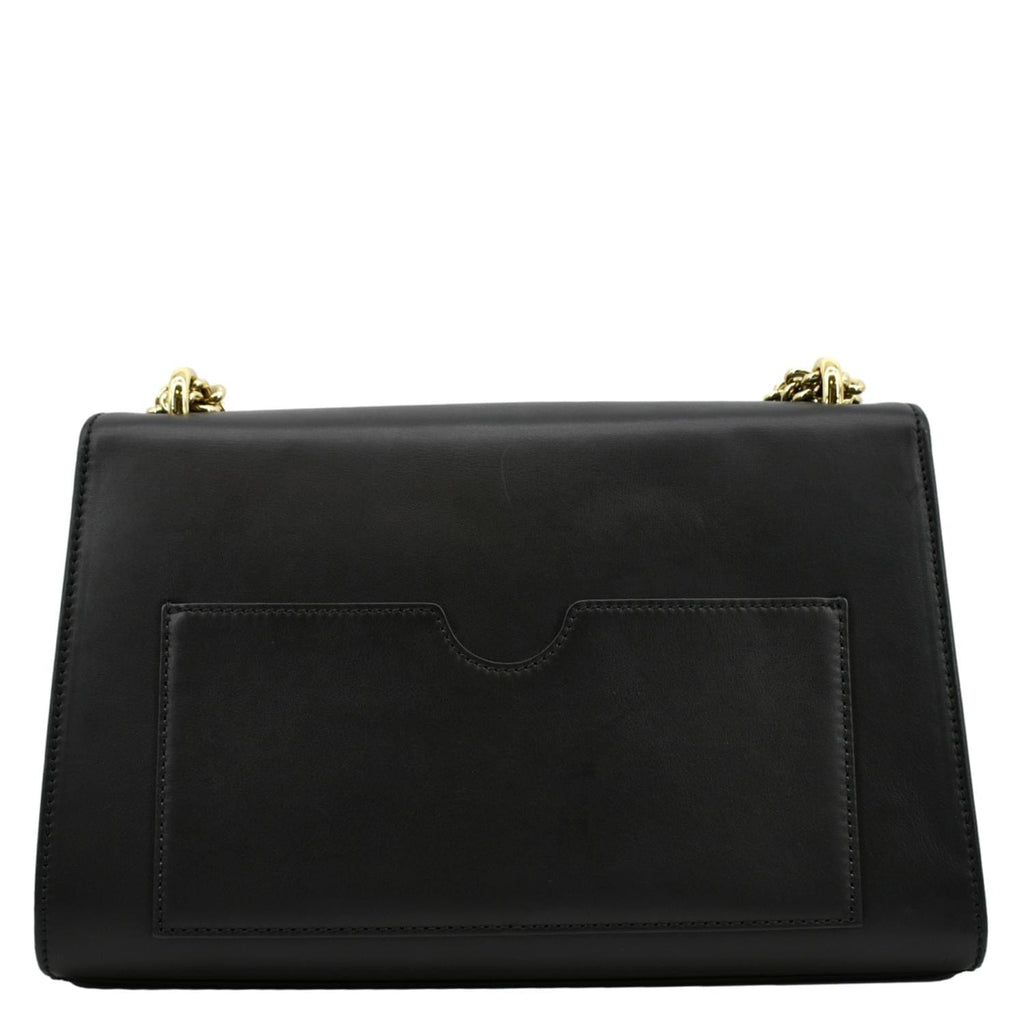 GUCCI Padlock Leather Shoulder Bag Black 409486