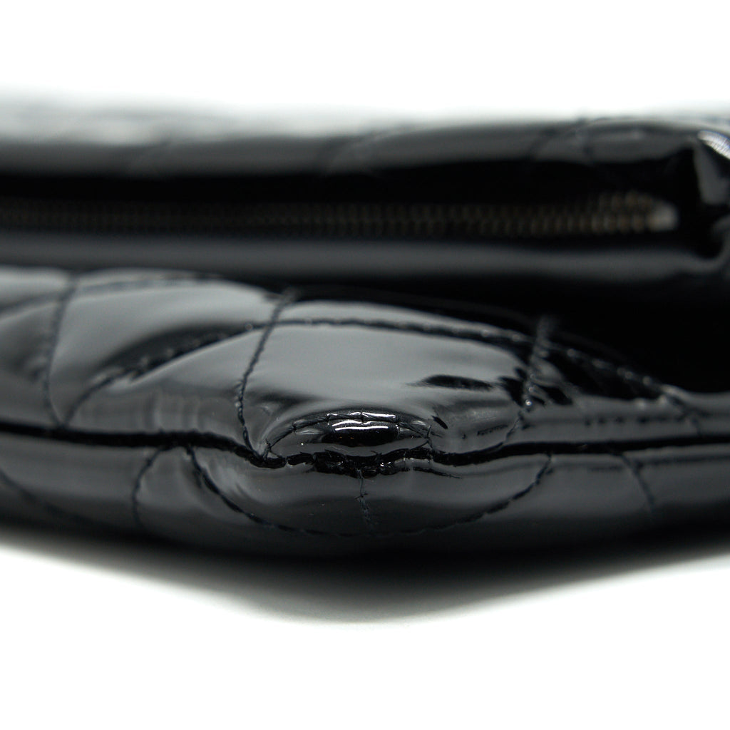 Chanel Fold Over Clutch Patent Leather Black