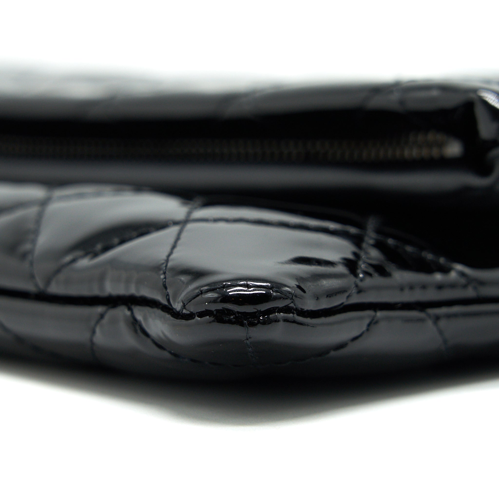 Chanel Fold Over Clutch Patent Leather Black