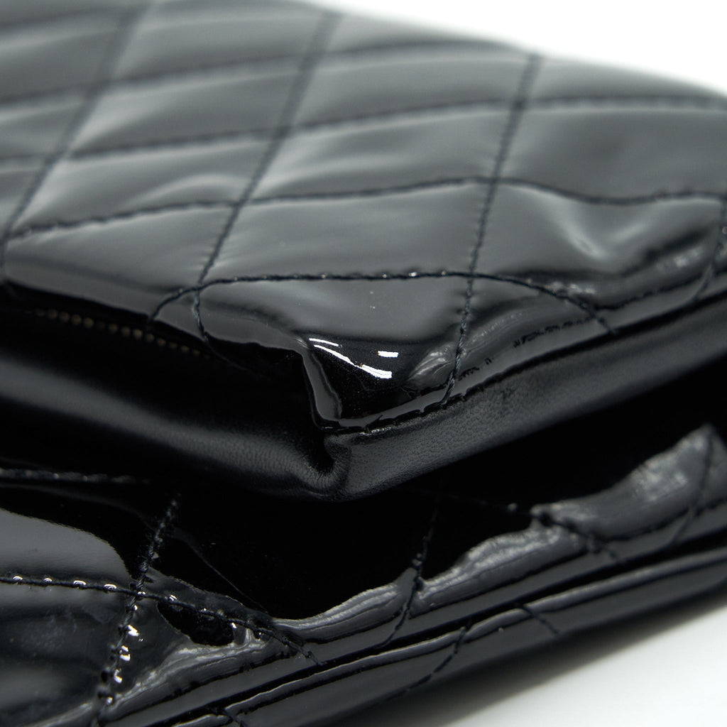 Chanel Fold Over Clutch Patent Leather Black