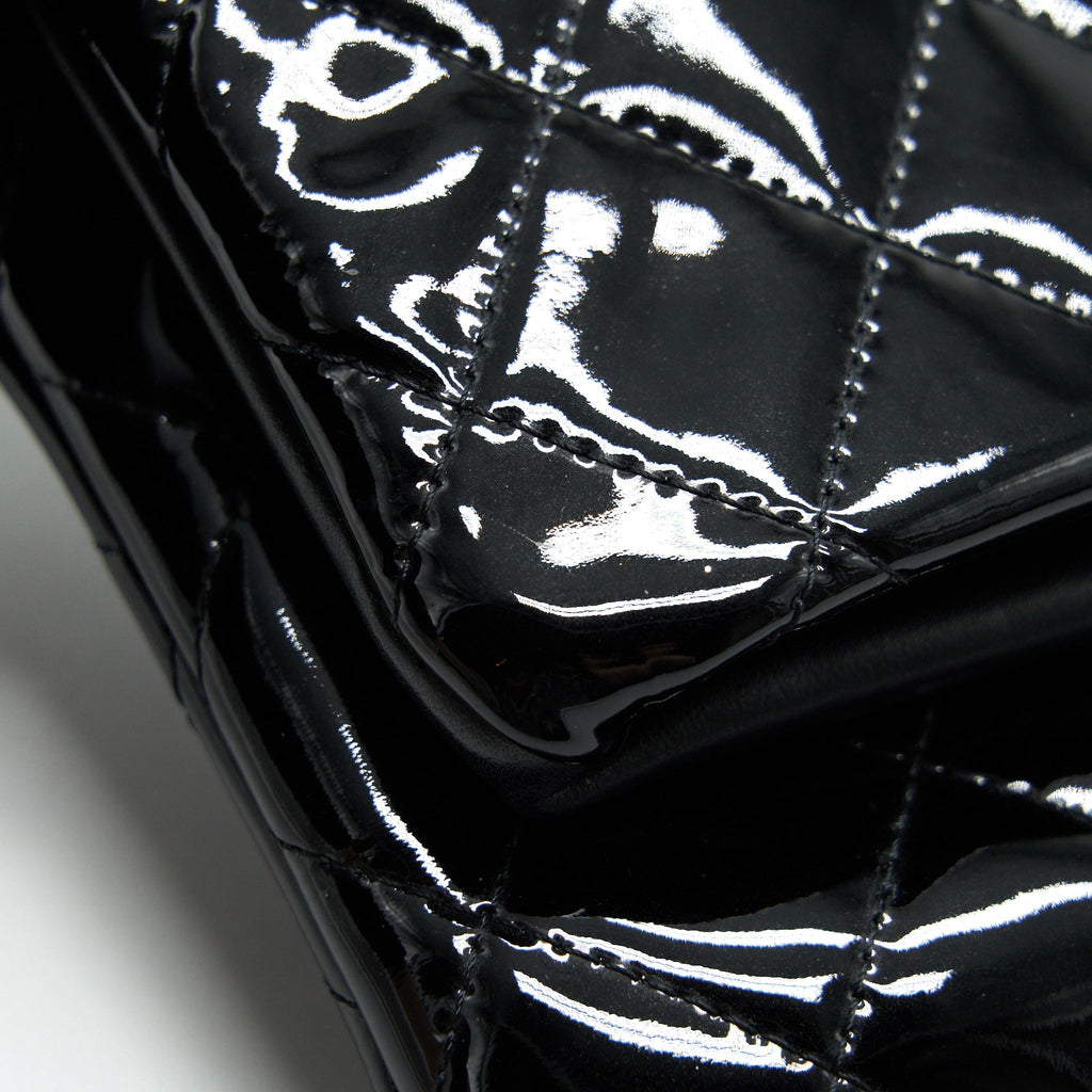 Chanel Fold Over Clutch Patent Leather Black