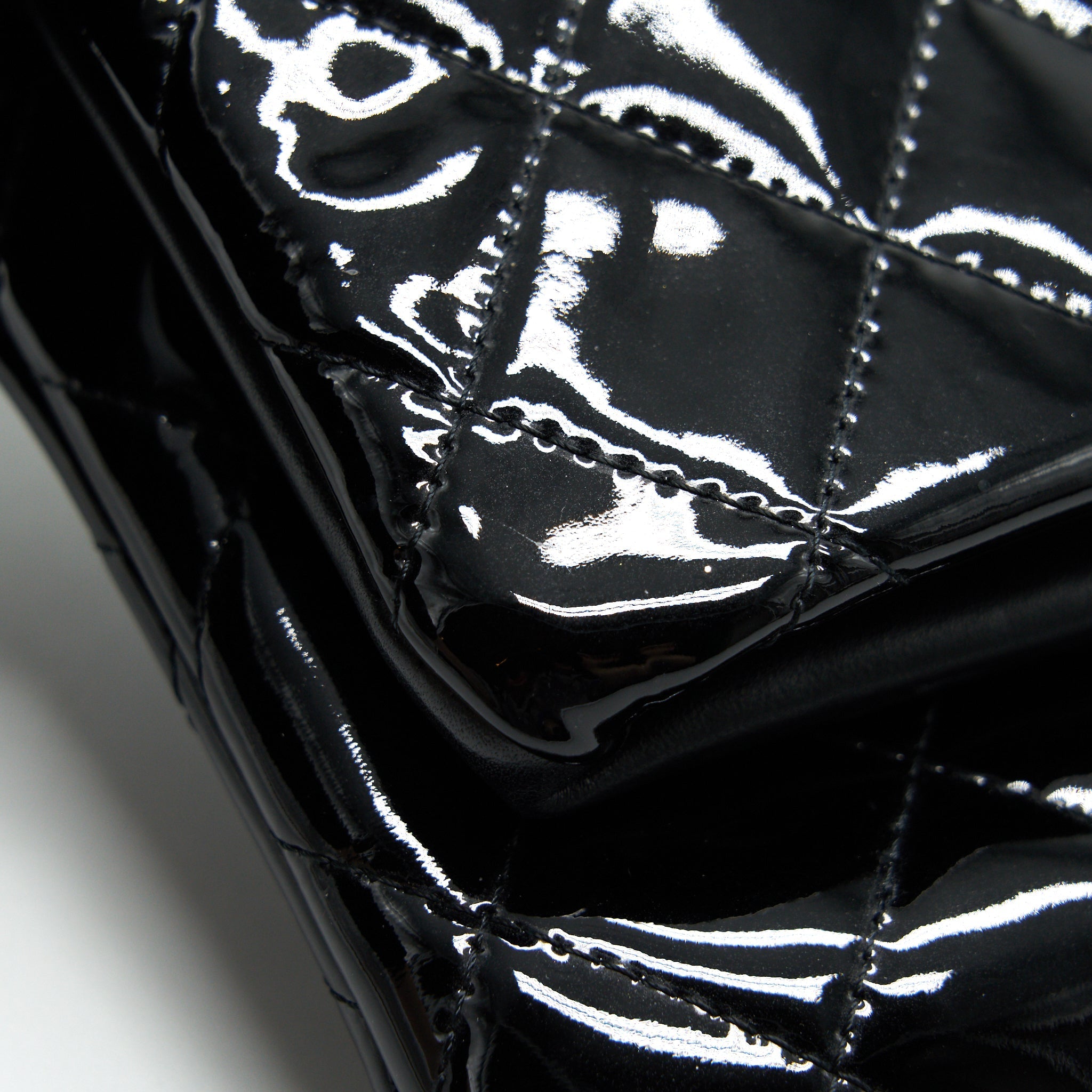 Chanel Fold Over Clutch Patent Leather Black