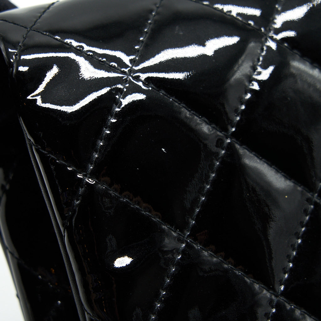 Chanel Fold Over Clutch Patent Leather Black