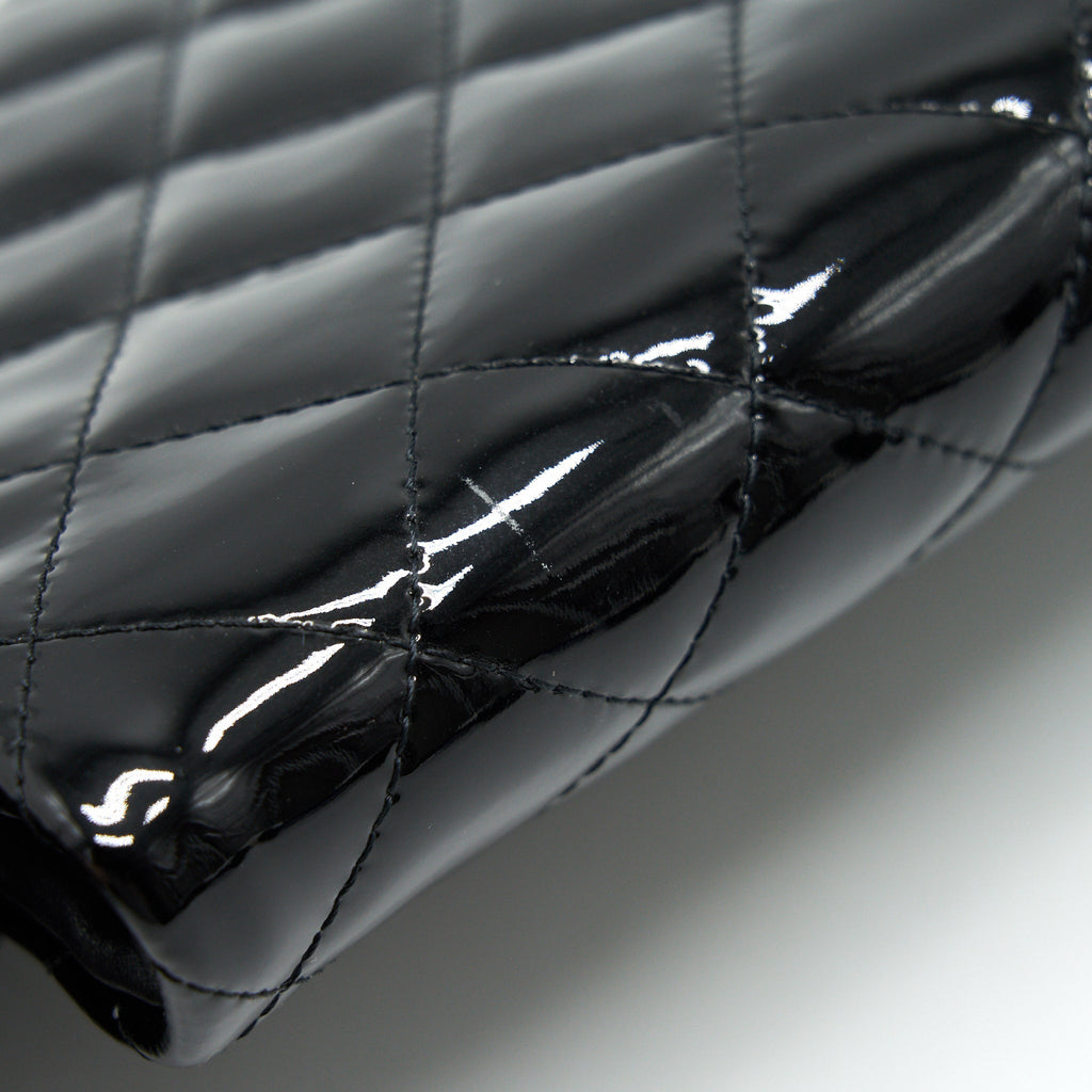 Chanel Fold Over Clutch Patent Leather Black