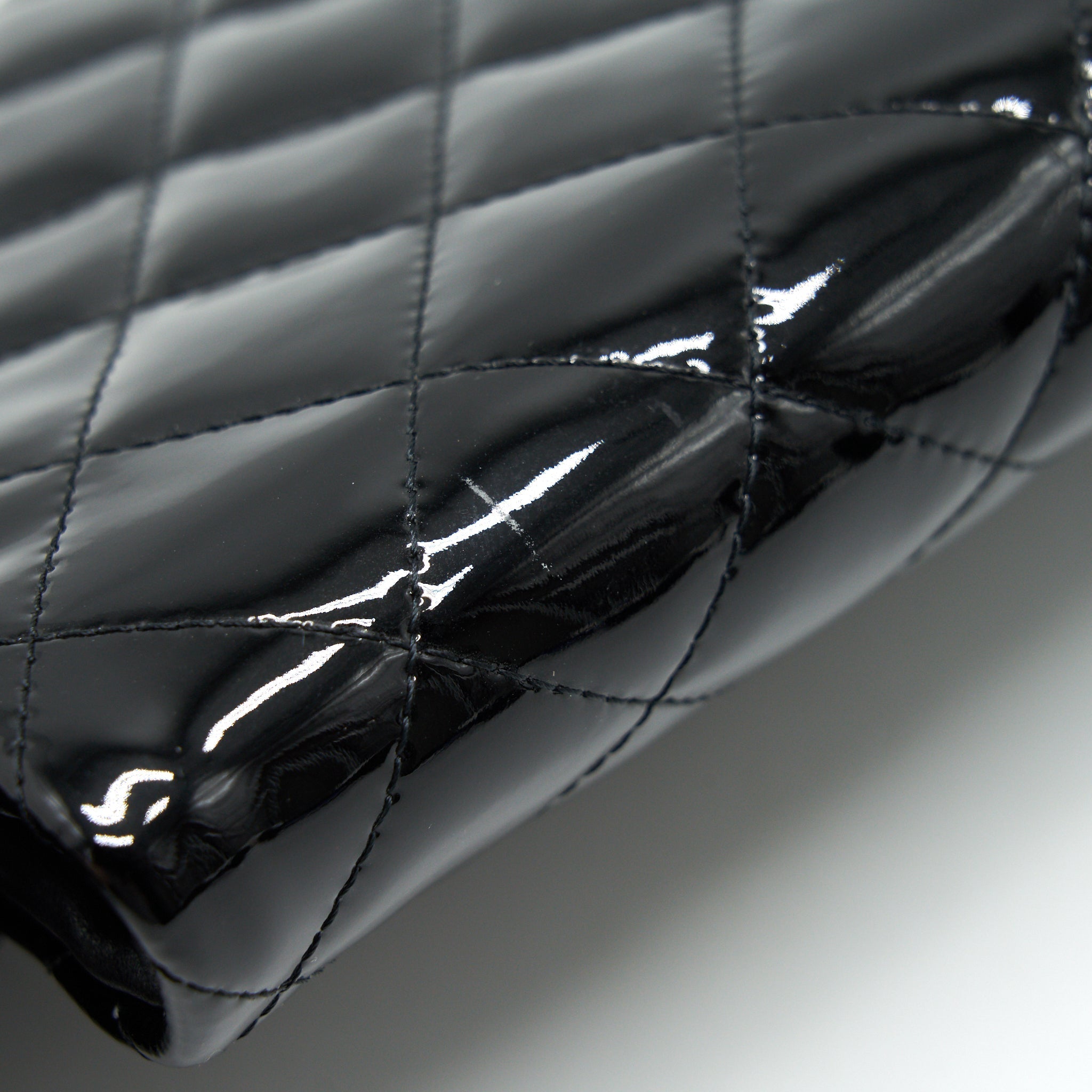Chanel Fold Over Clutch Patent Leather Black