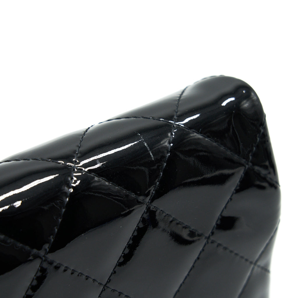 Chanel Fold Over Clutch Patent Leather Black