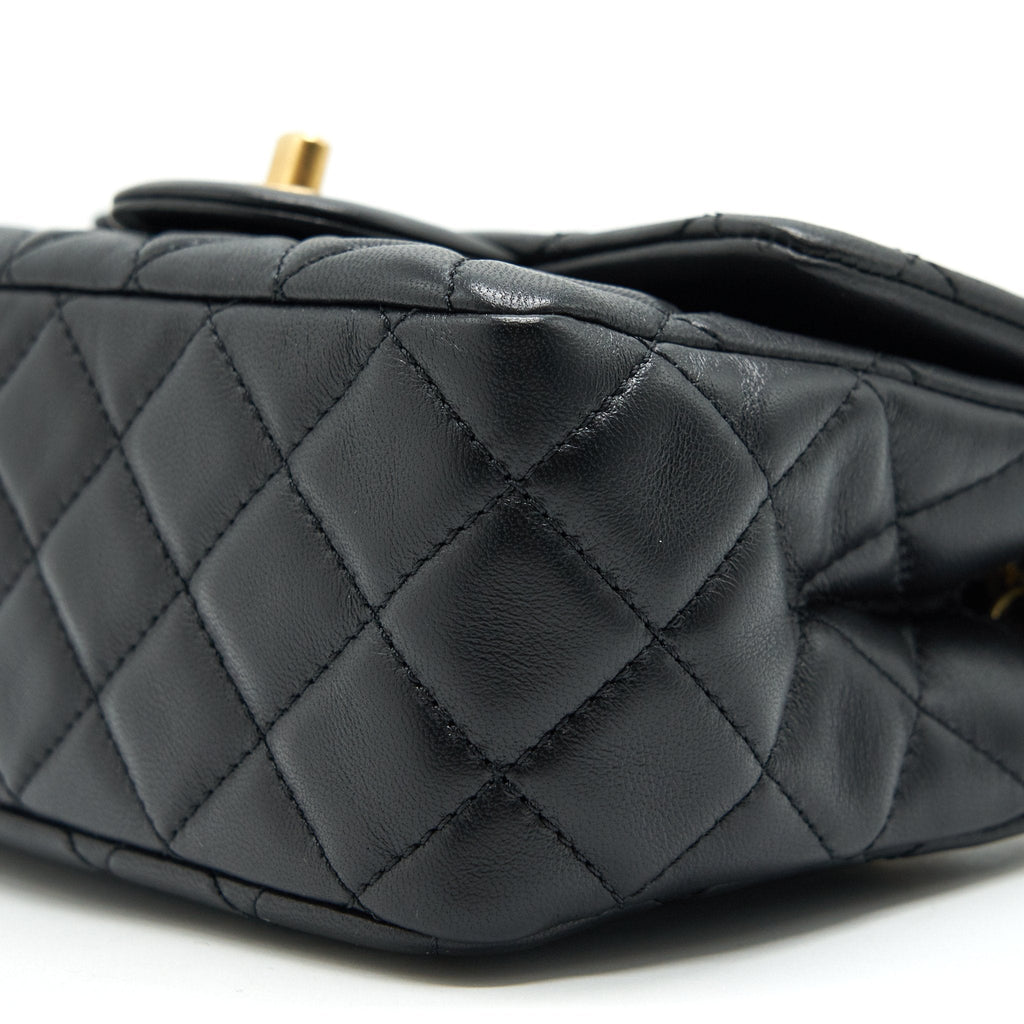 Chanel 21B Pearl Crush Mini Square Flap Bag Black