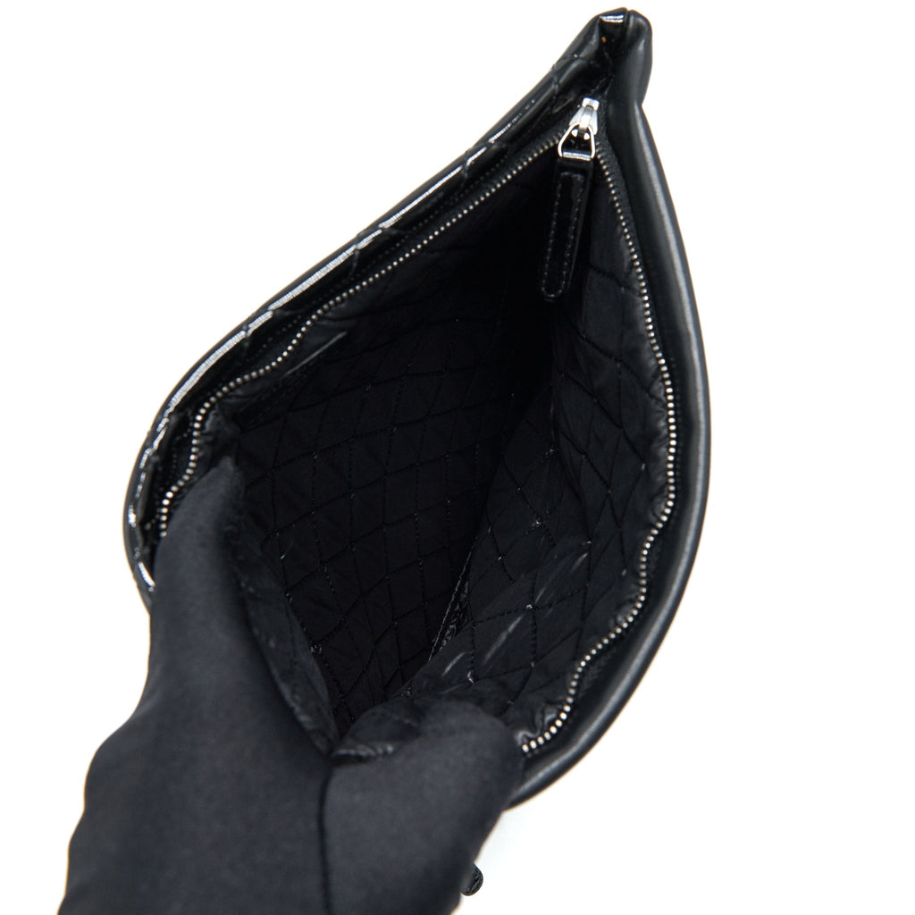 Chanel Fold Over Clutch Patent Leather Black