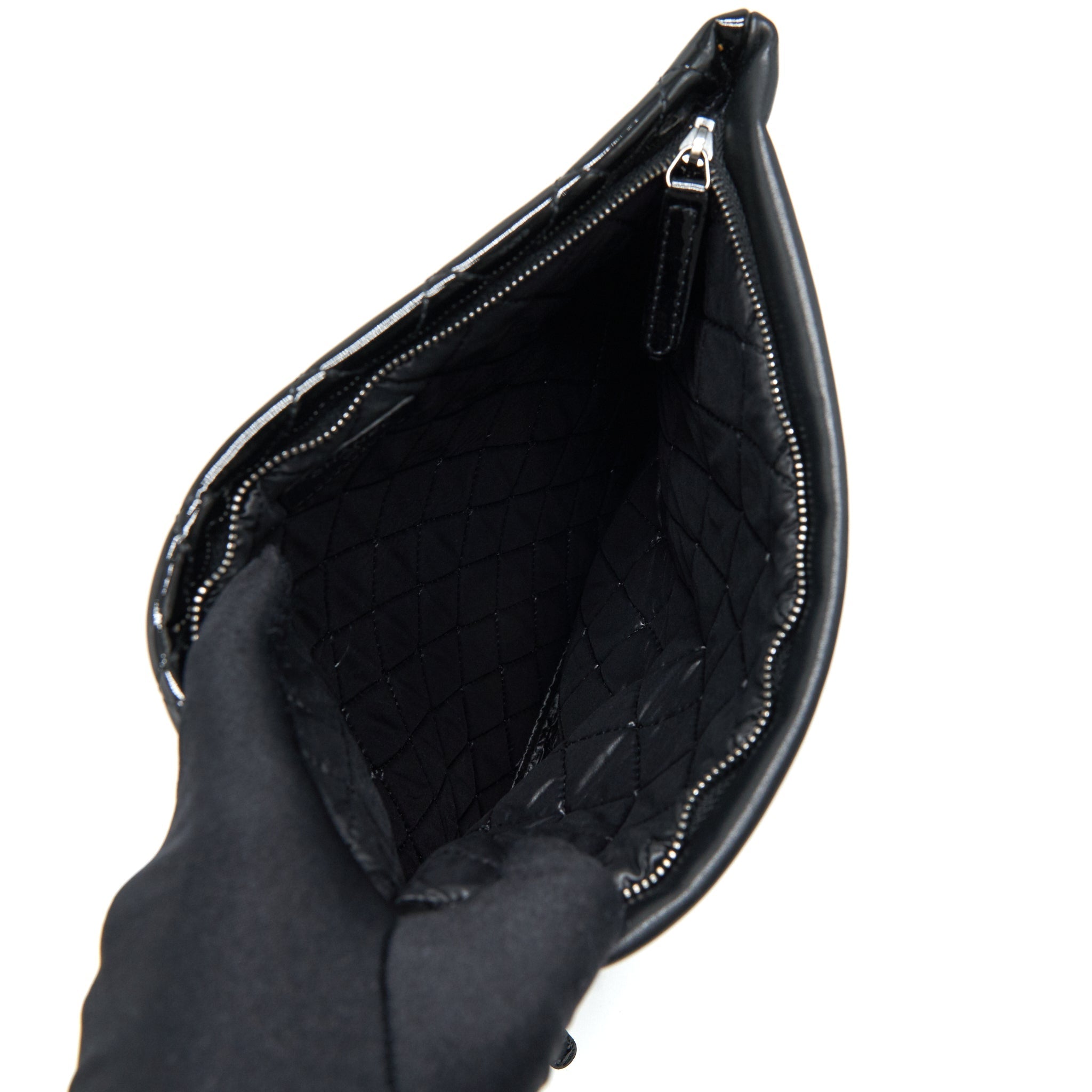 Chanel Fold Over Clutch Patent Leather Black