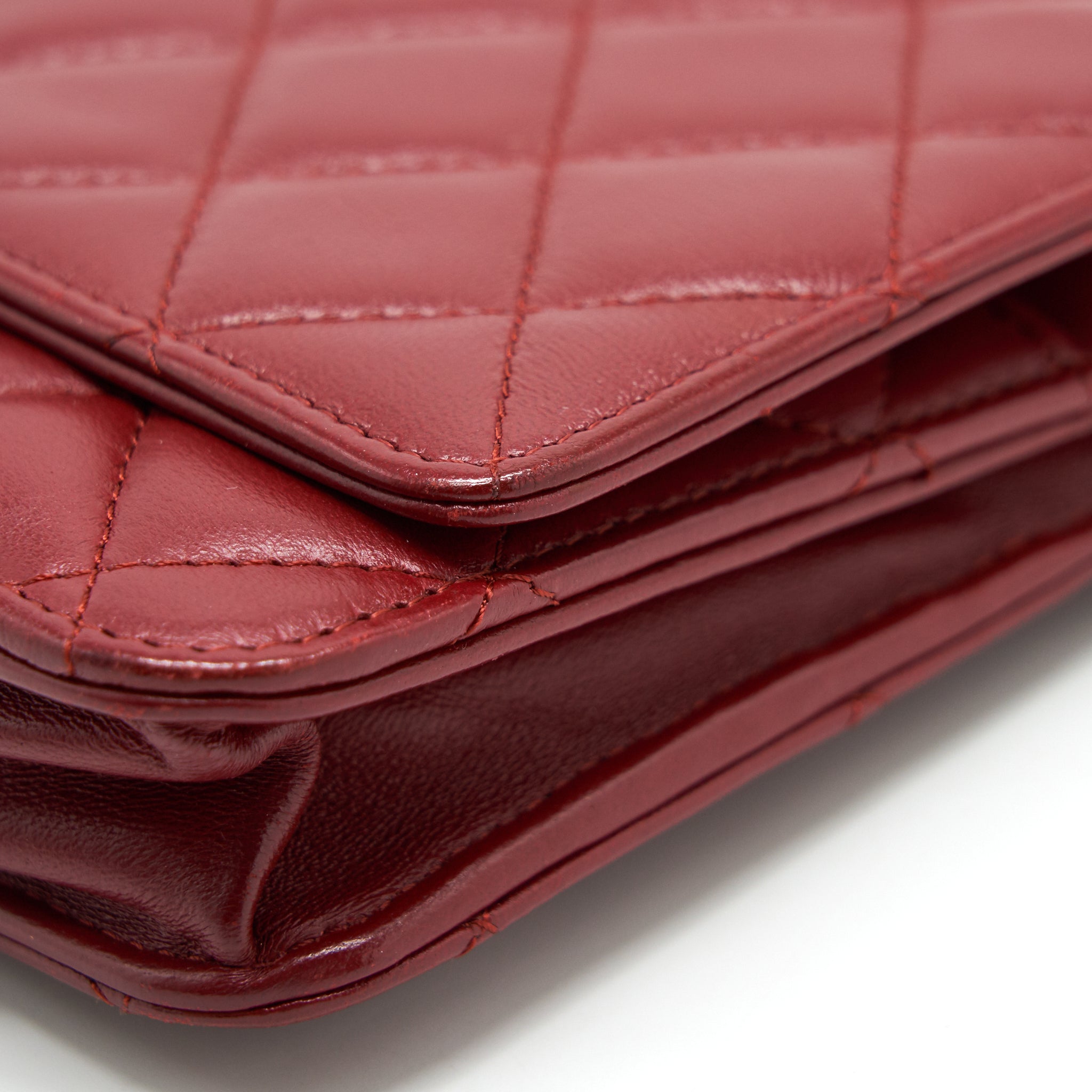 Chanel Classic Wallet On Chain Lambskin Dark Red