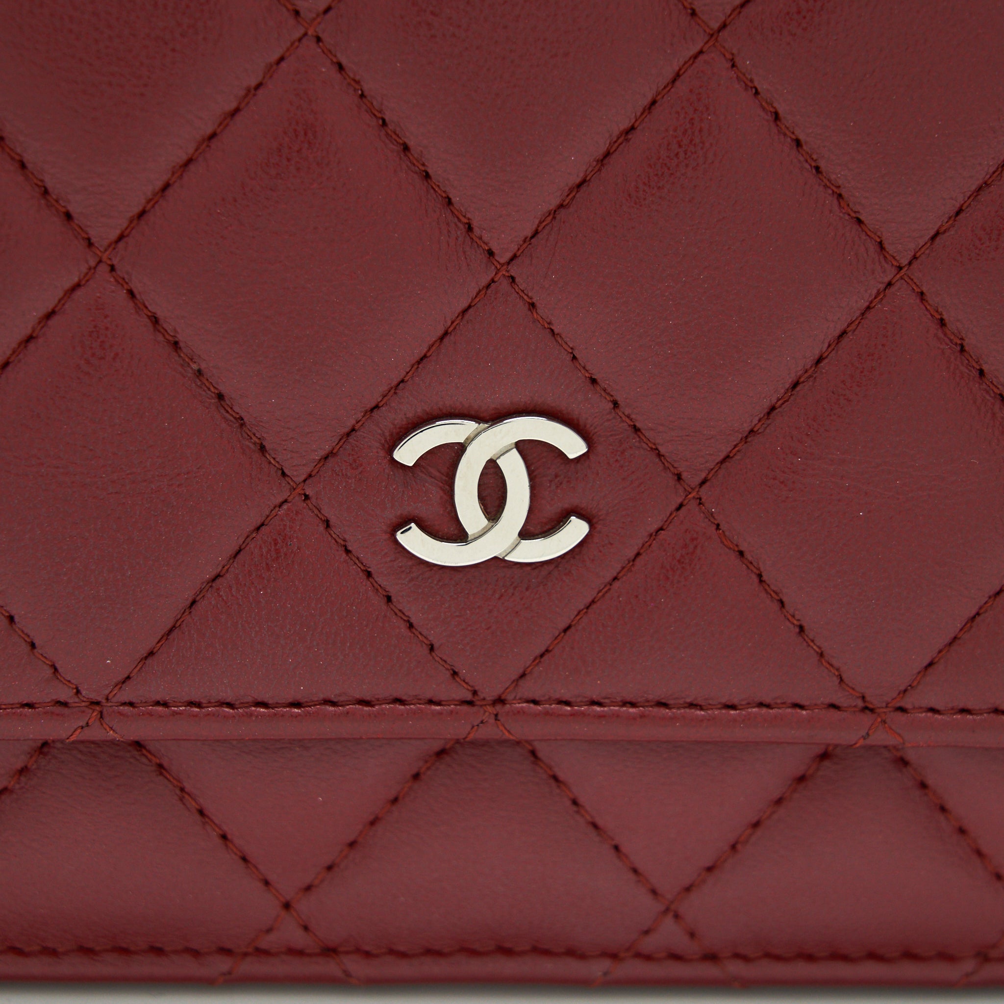 Chanel Classic Wallet On Chain Lambskin Dark Red