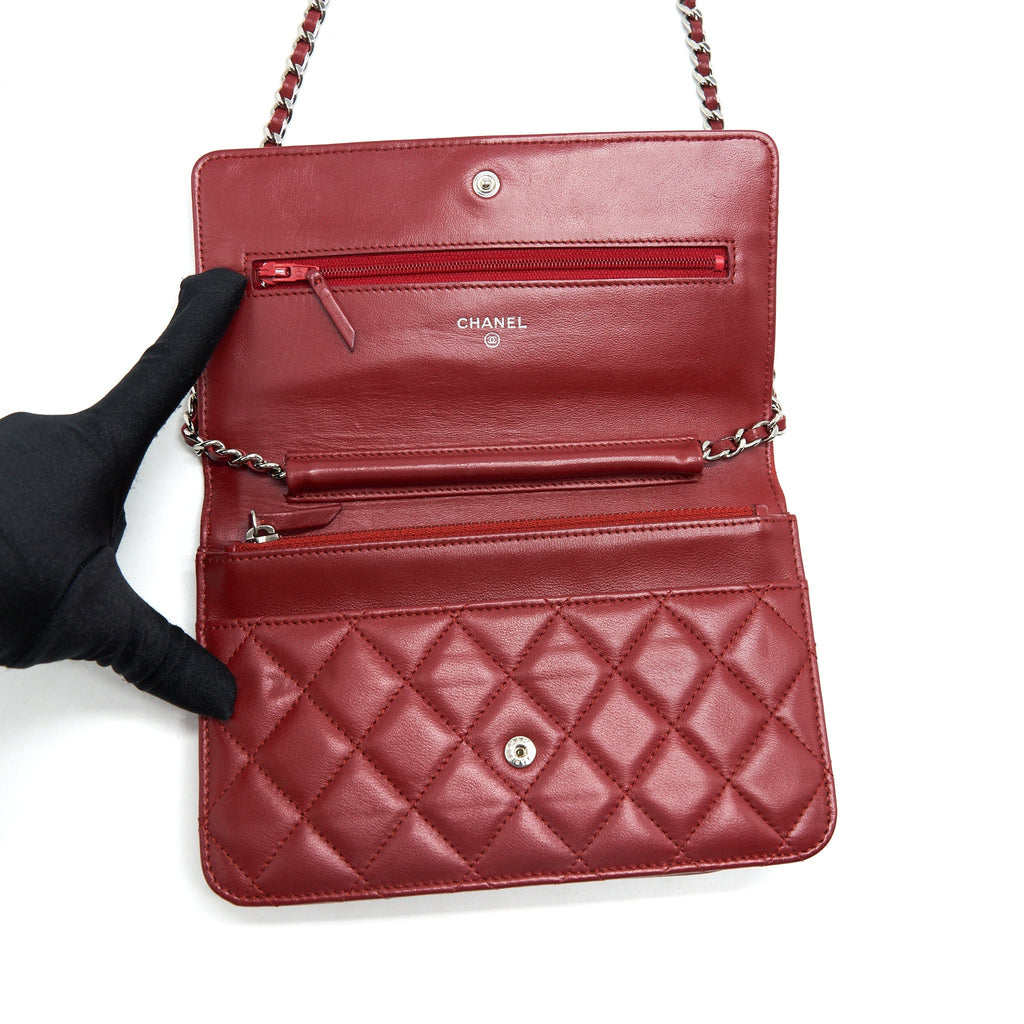 Chanel Classic Wallet On Chain Lambskin Dark Red