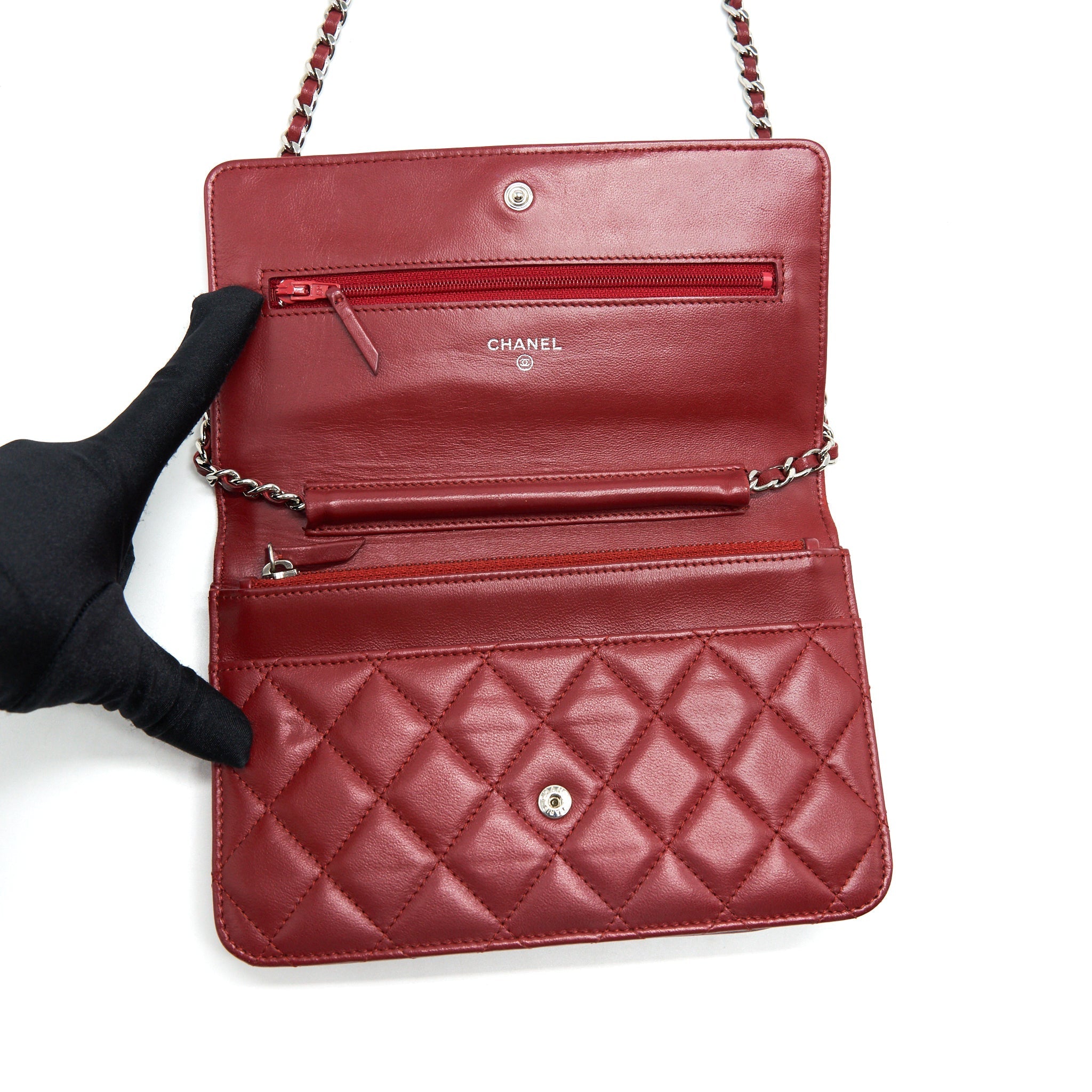Chanel Classic Wallet On Chain Lambskin Dark Red