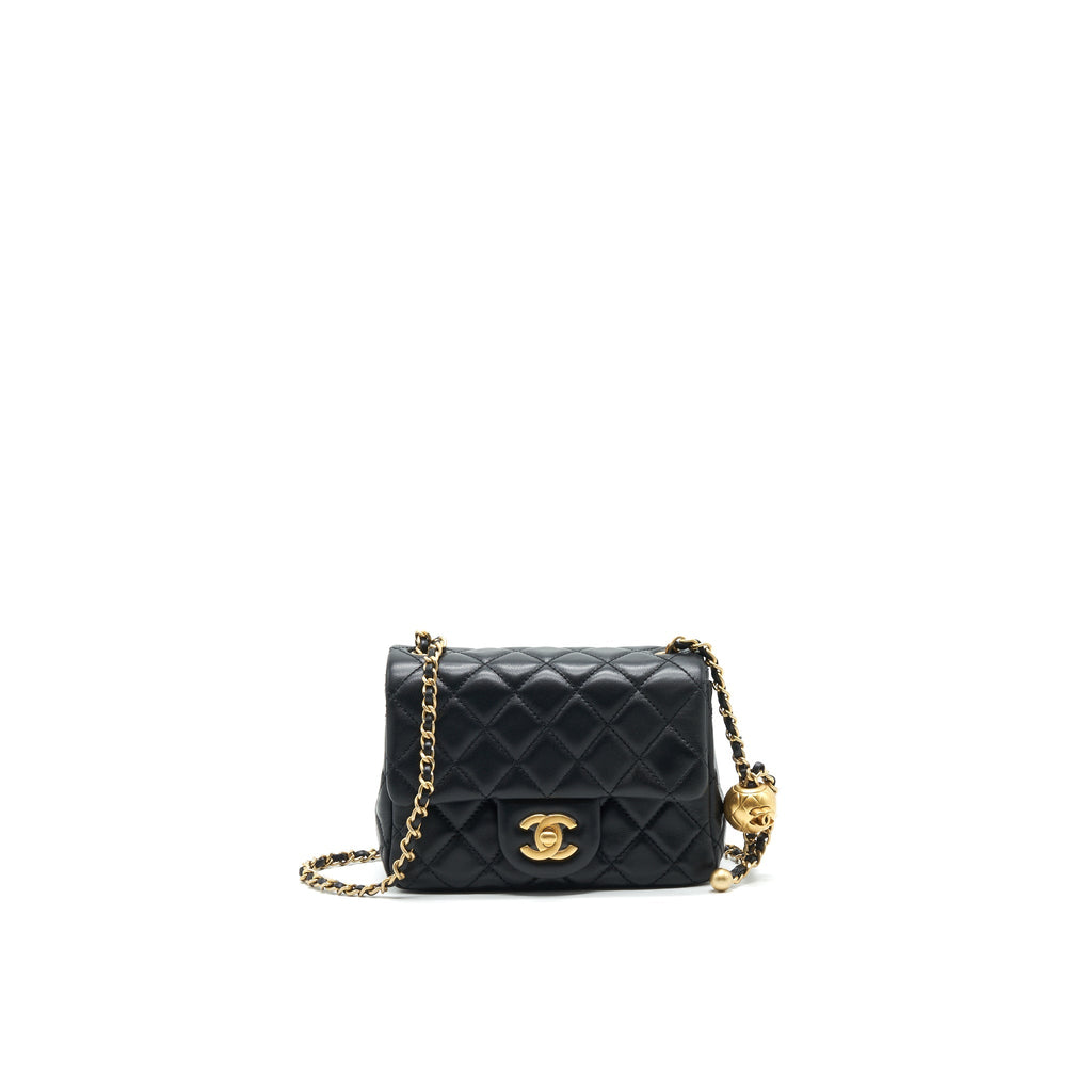 Chanel 21B pearl crush Square mini flap Bag black  (new version with microchip)