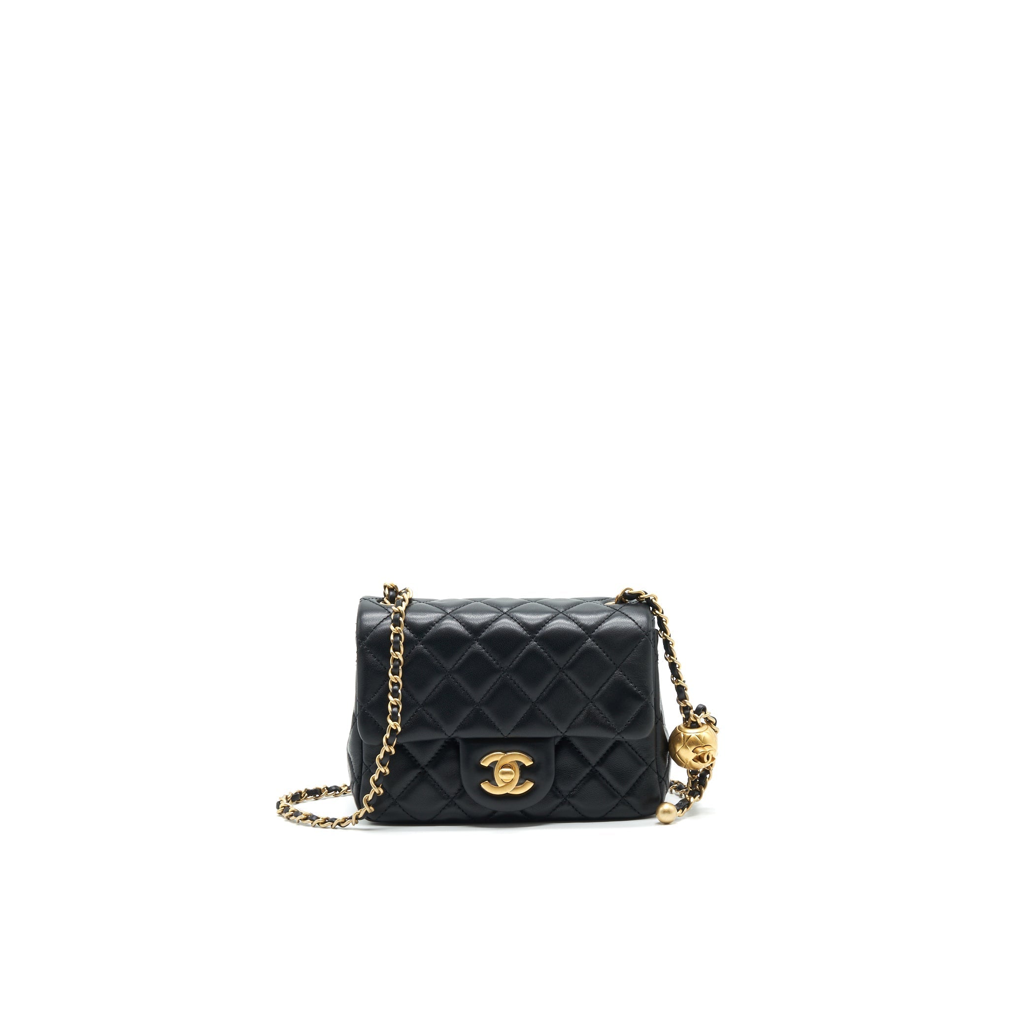 Chanel 21B pearl Crush Mini Square flap Bag Black