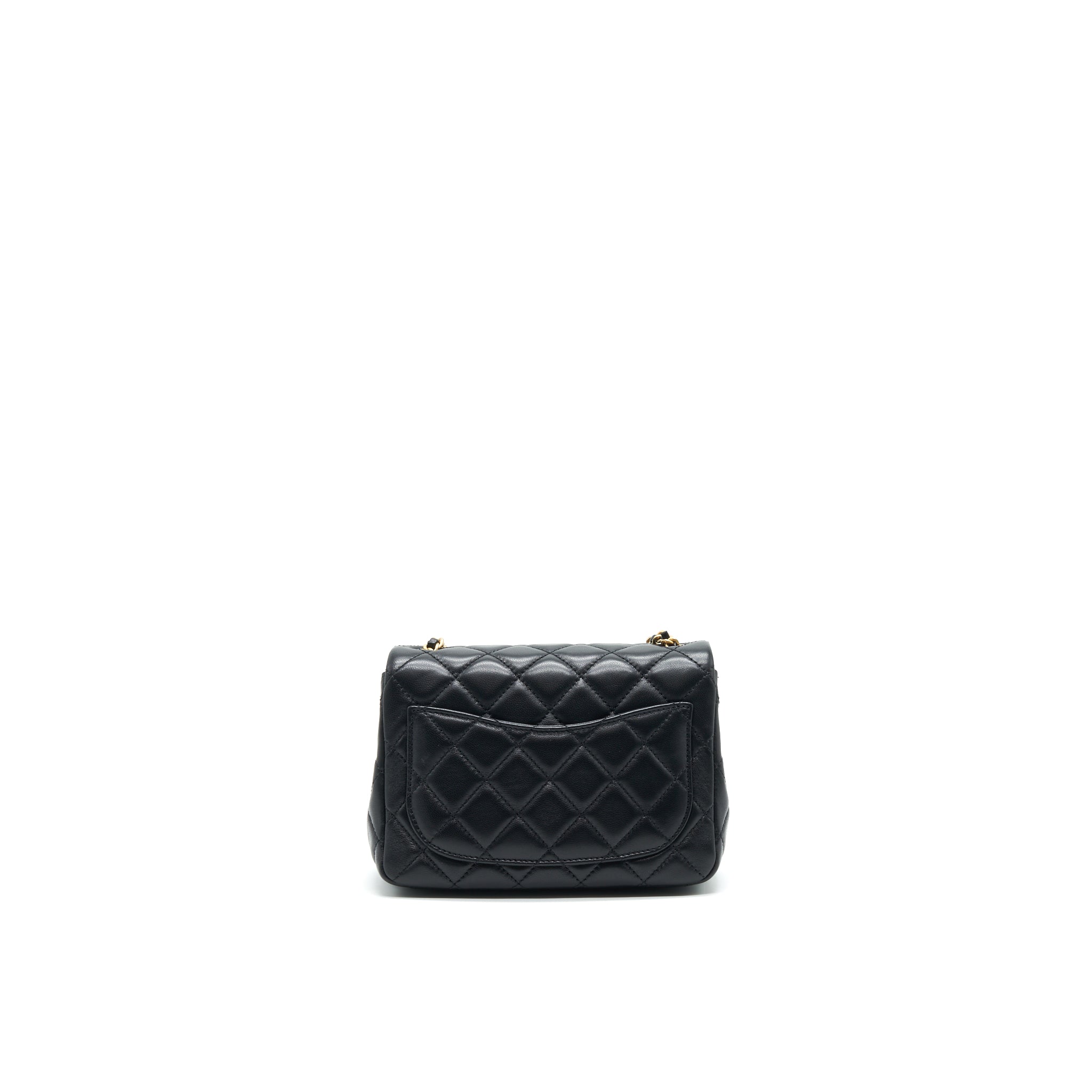 Chanel 21B pearl crush Square mini flap Bag black  (new version with microchip)
