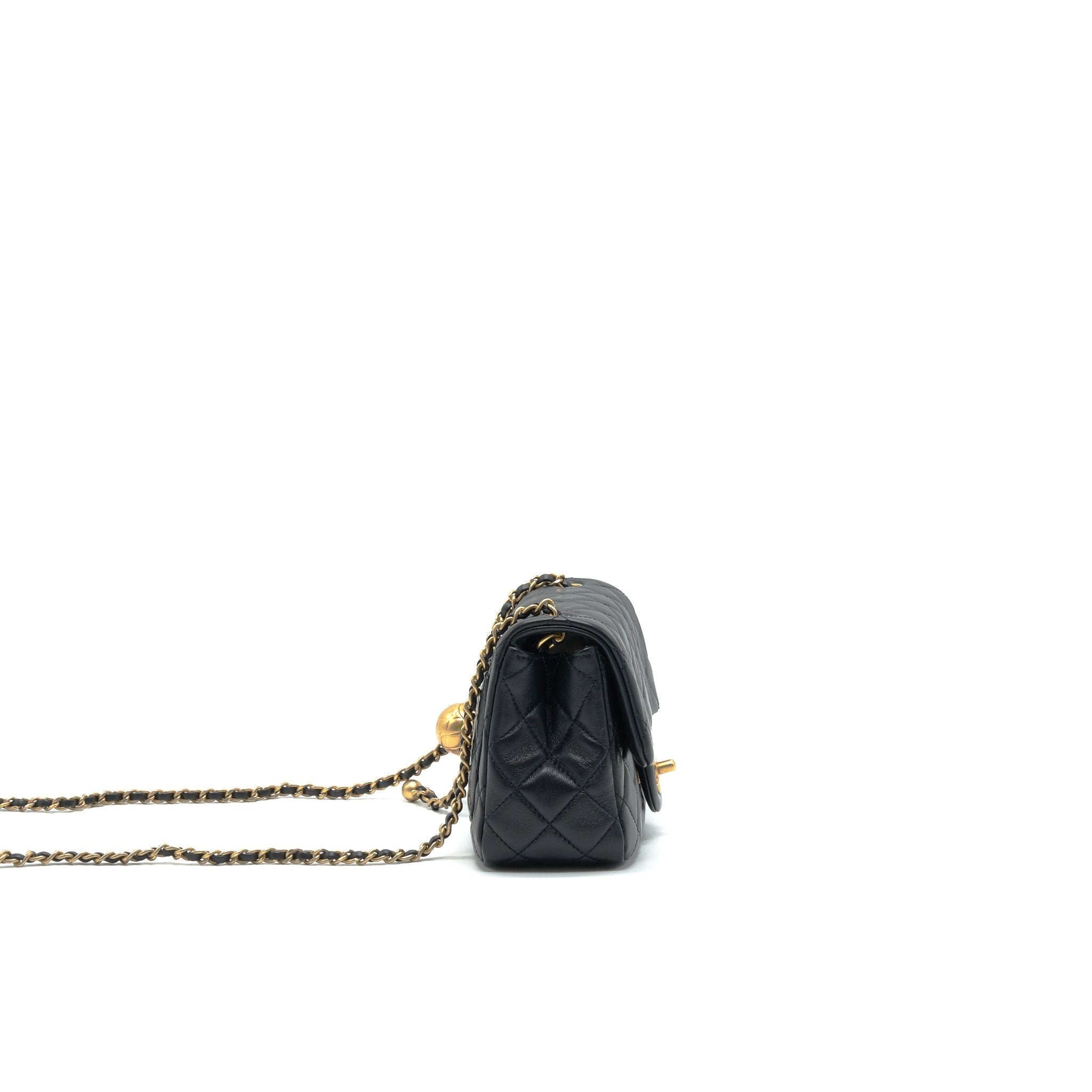 Chanel 21B Pearl Crush Mini Square Flap Bag Black
