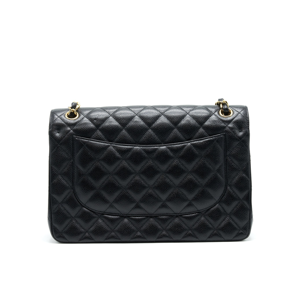 CHANEL CLASSIC JUMBO DOUBLE FLAP BAG BLACK CAVIER