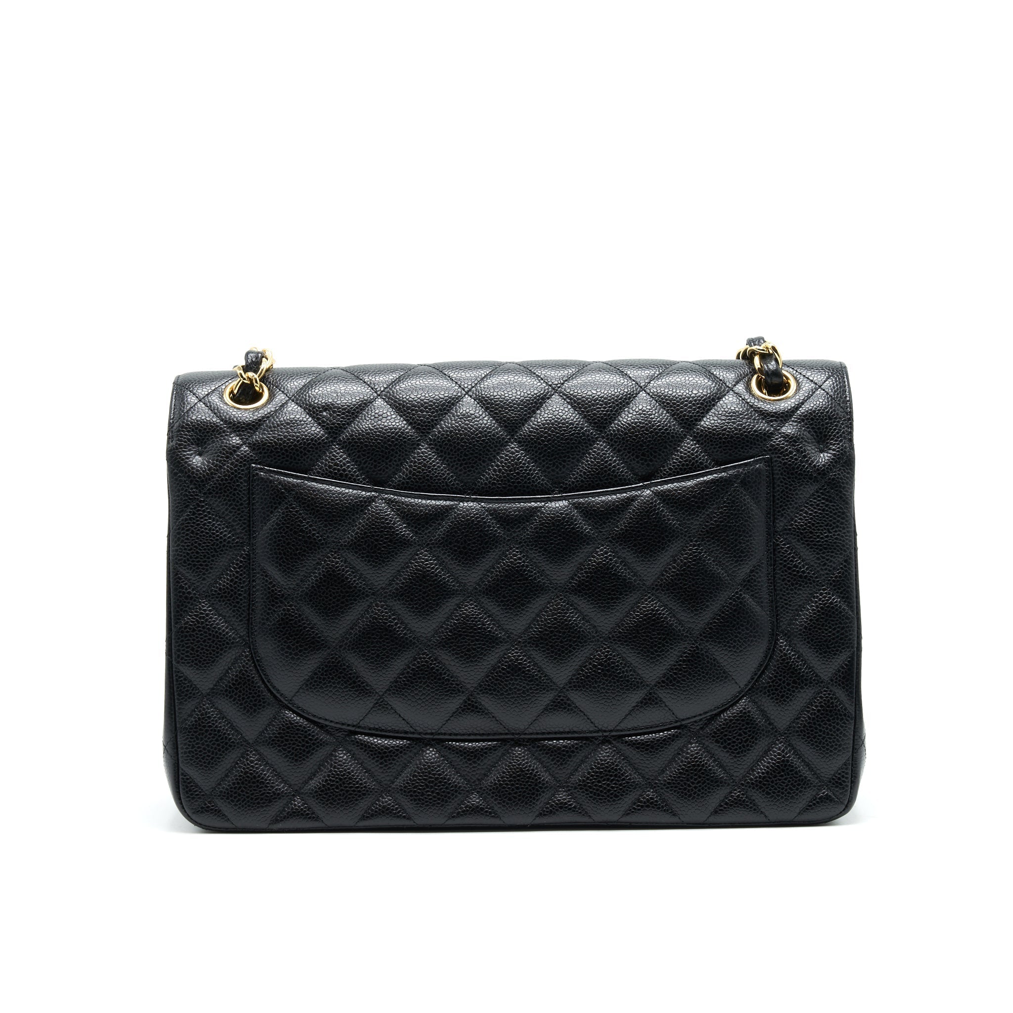 CHANEL CLASSIC JUMBO DOUBLE FLAP BAG BLACK CAVIER