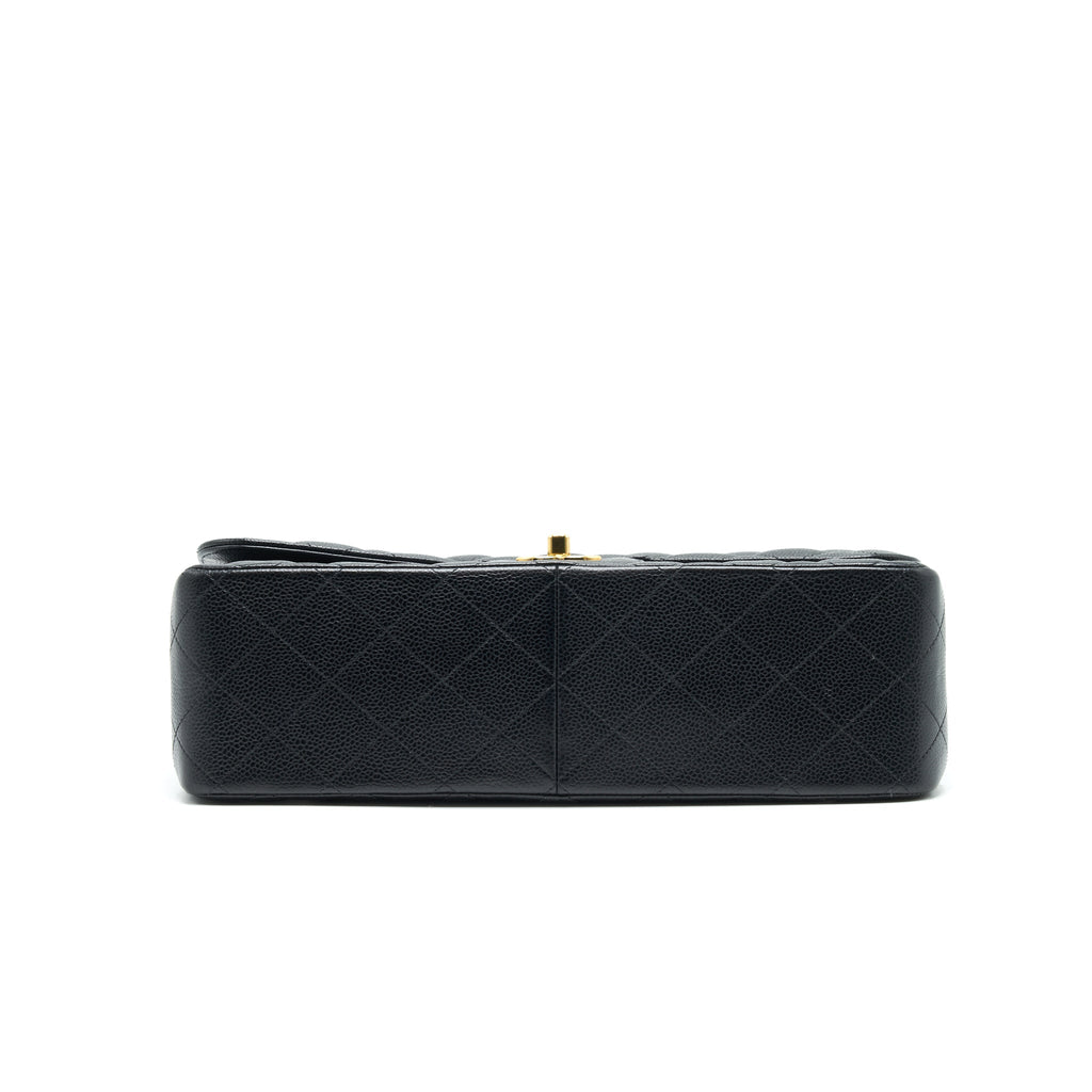 CHANEL CLASSIC JUMBO DOUBLE FLAP BAG BLACK CAVIER
