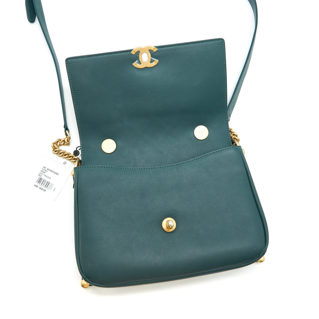 CHANEL FLAP BAG IN DARK TURQUOISE IN