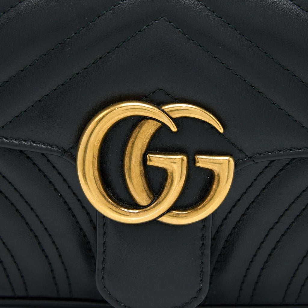Gucci Small Marmont Shoulder Bag Calfskin Black