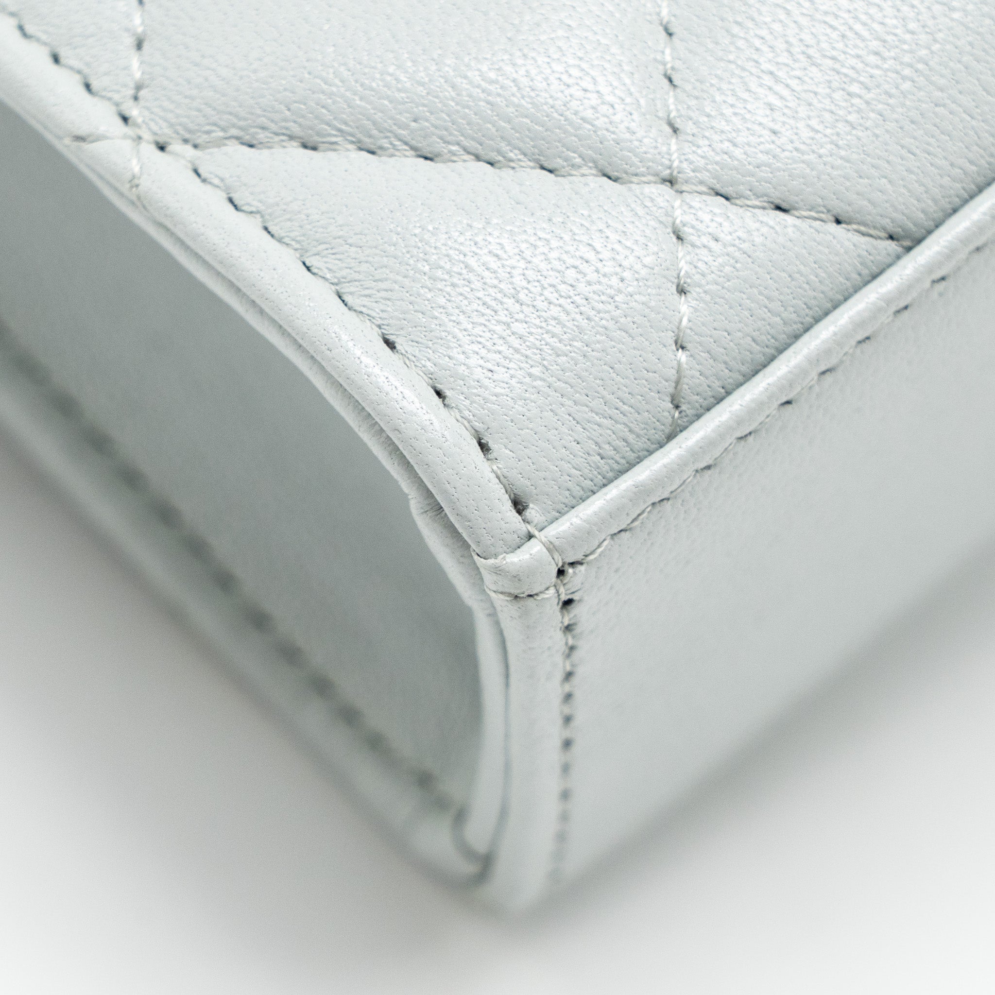 CHANEL CC Enamel Heart Mini Flap Clutch With Chain Lambskin Light Grey