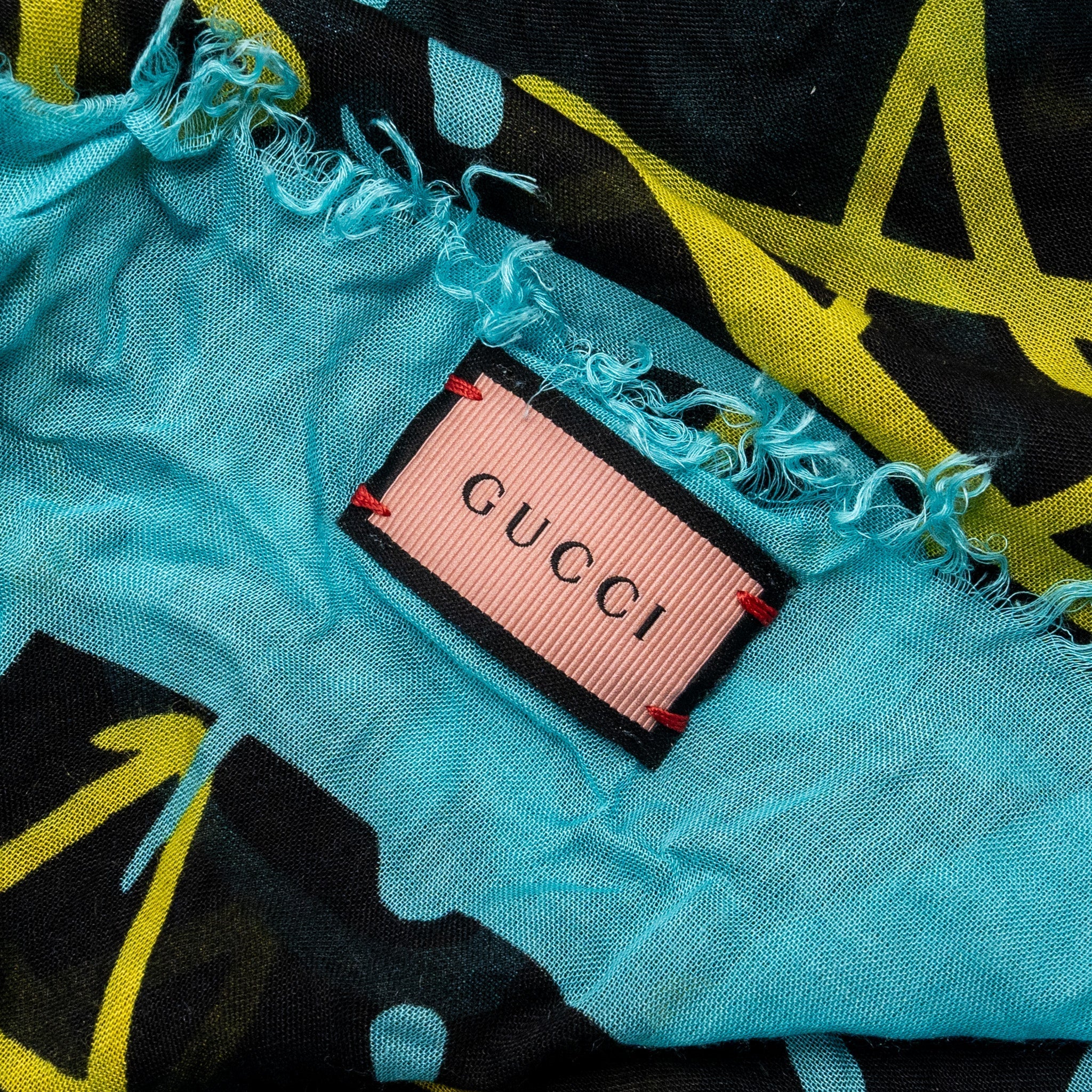 Gucci 140x140 cm  Ghost With GG print Star Modal/Silk Scarf Black /Blue Multicolour