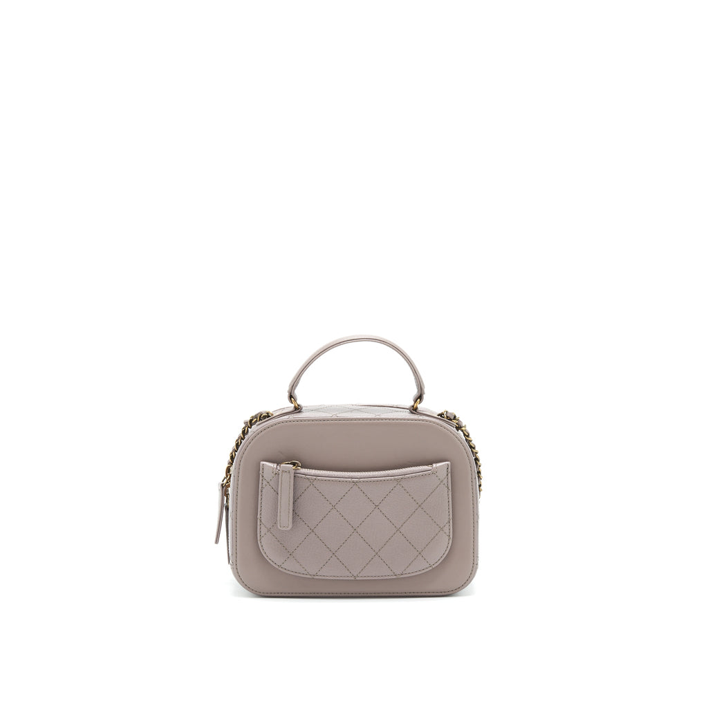 Chanel CC logo vanity with handle and Chain Grey with