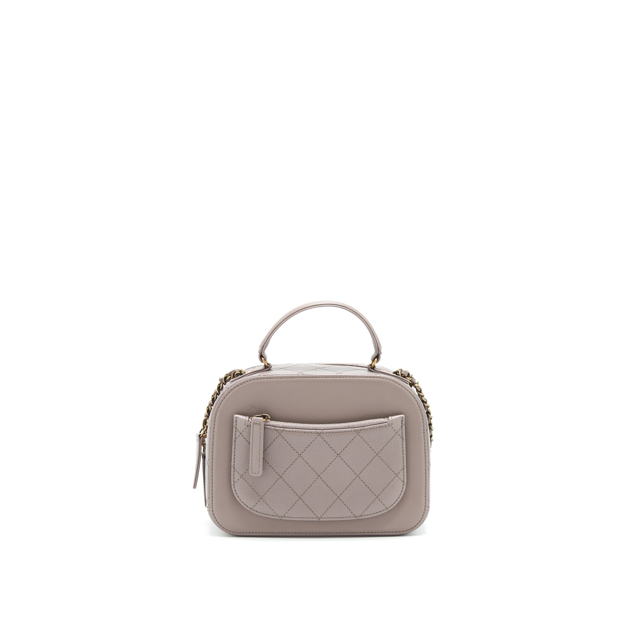 Chanel CC logo vanity with handle and Chain Grey with