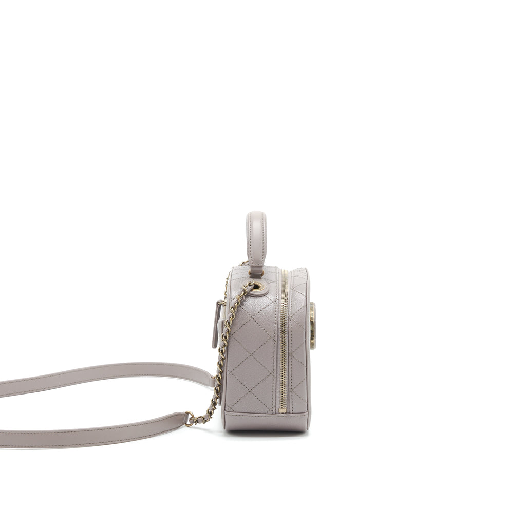 Chanel CC logo vanity with handle and Chain Grey with