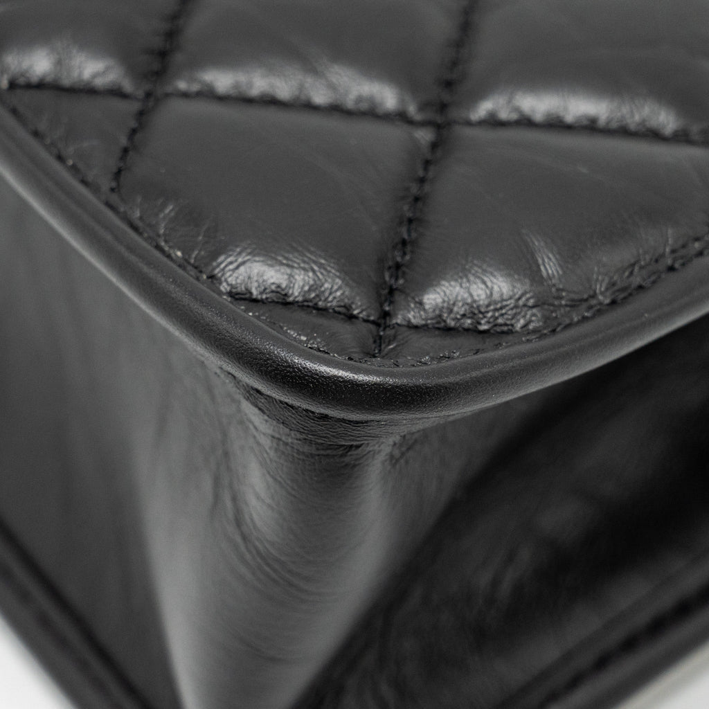 Chanel 23S Clutch Bag With Chain Calfskin Black Brush  (microchip)