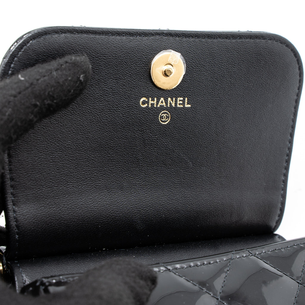 Chanel 22K Mini Clutch With Chain Patent Black  (Microchip)